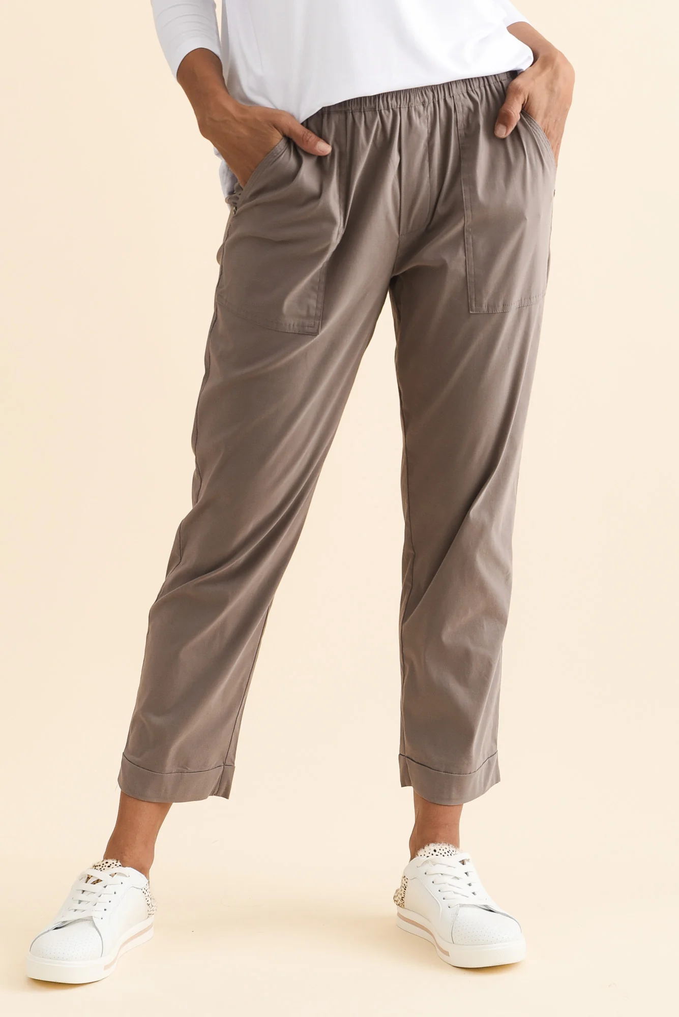 Air-Lite Taupe Stretch Cropped Pants