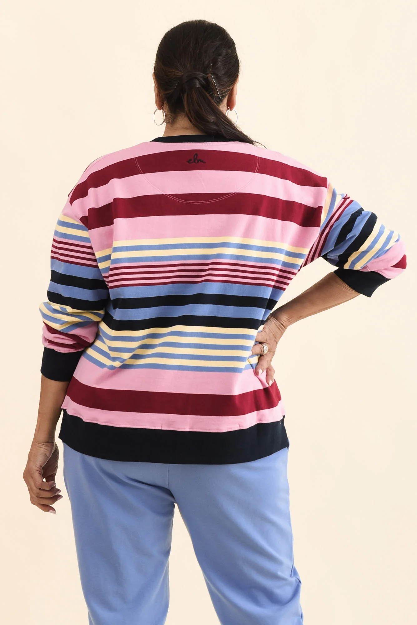 Alva Pink Stripe Cotton Sweatshirt - Image 4