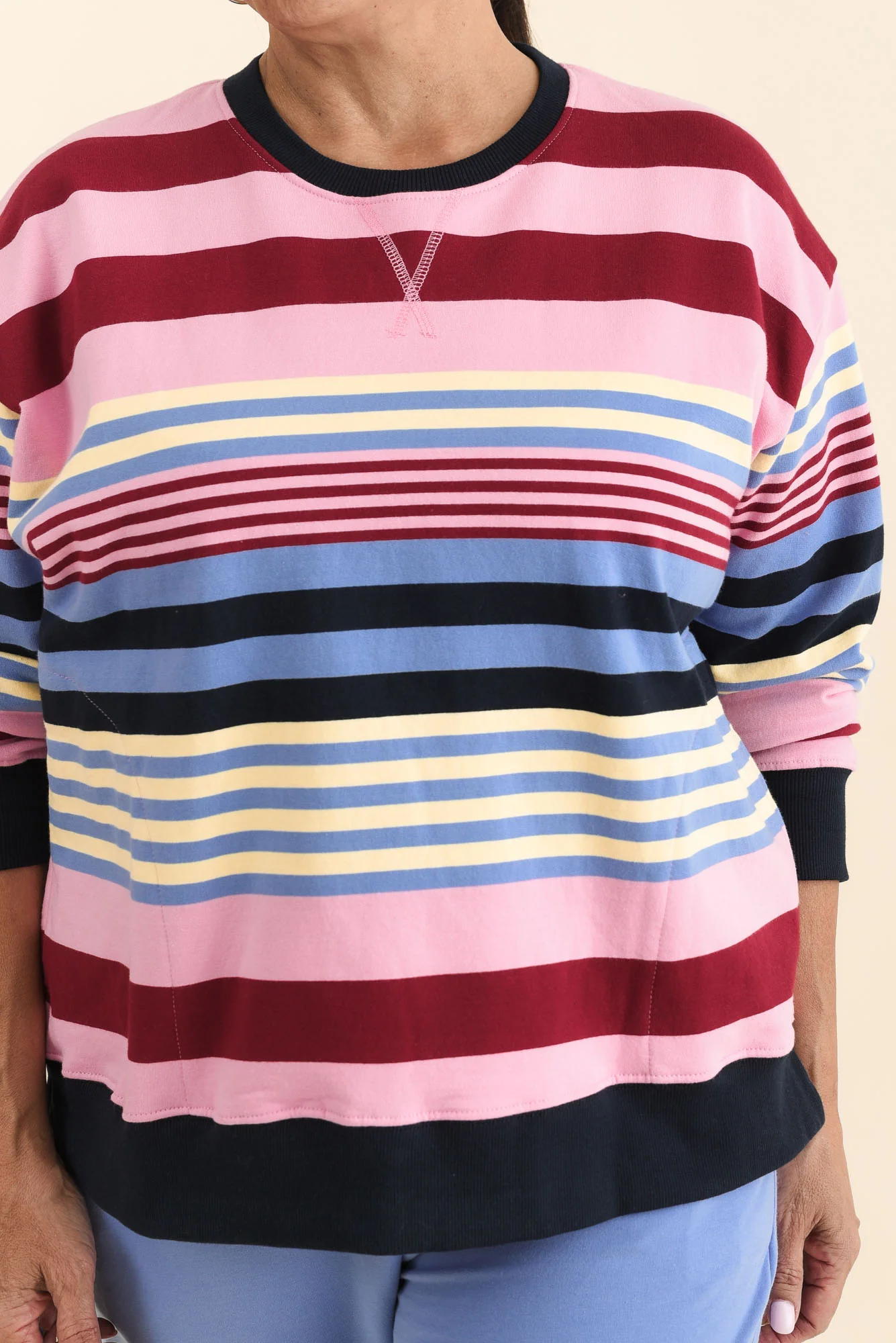 Alva Pink Stripe Cotton Sweatshirt - Image 5