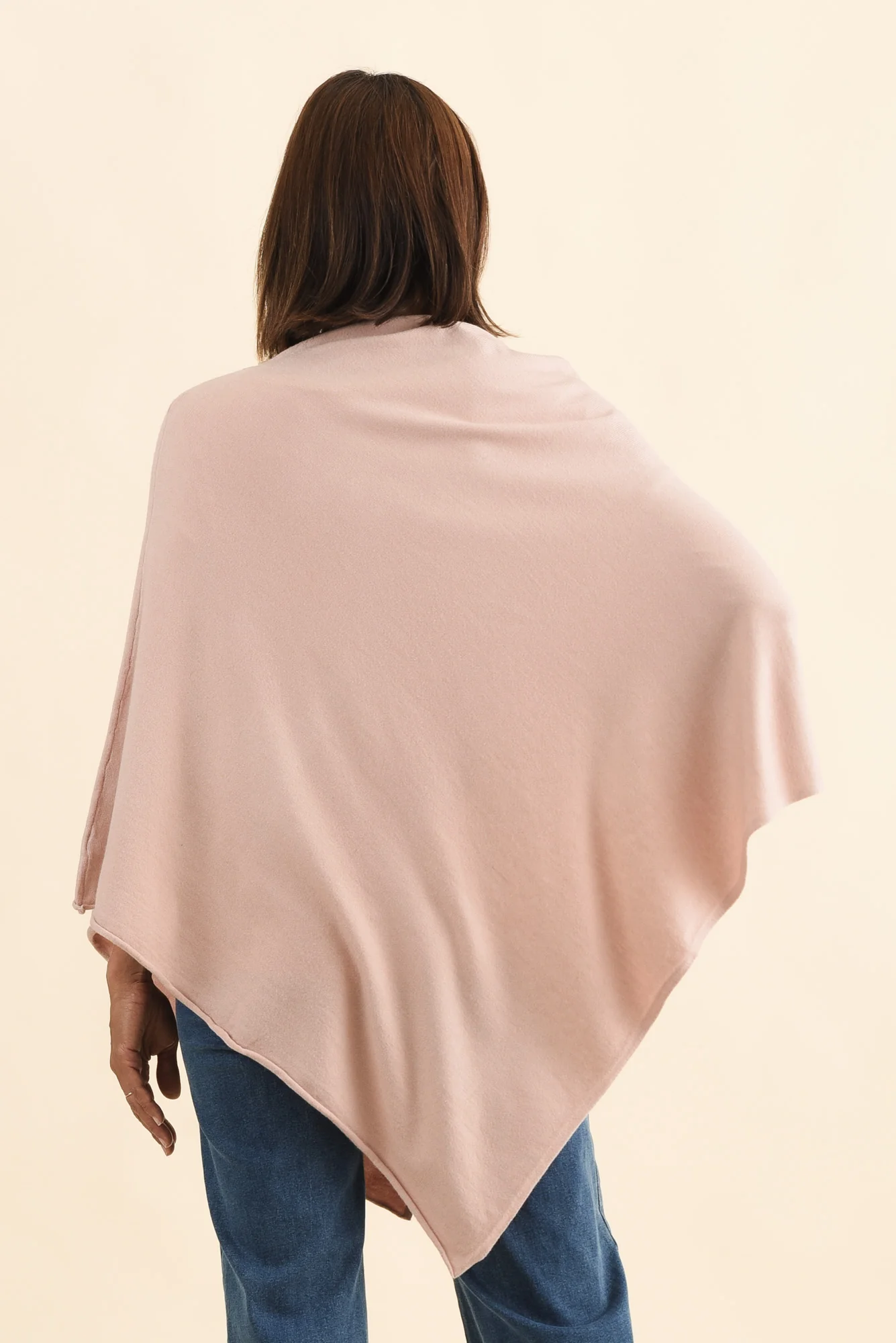 Amy Dusty Pink Wool Blend Poncho - Image 5