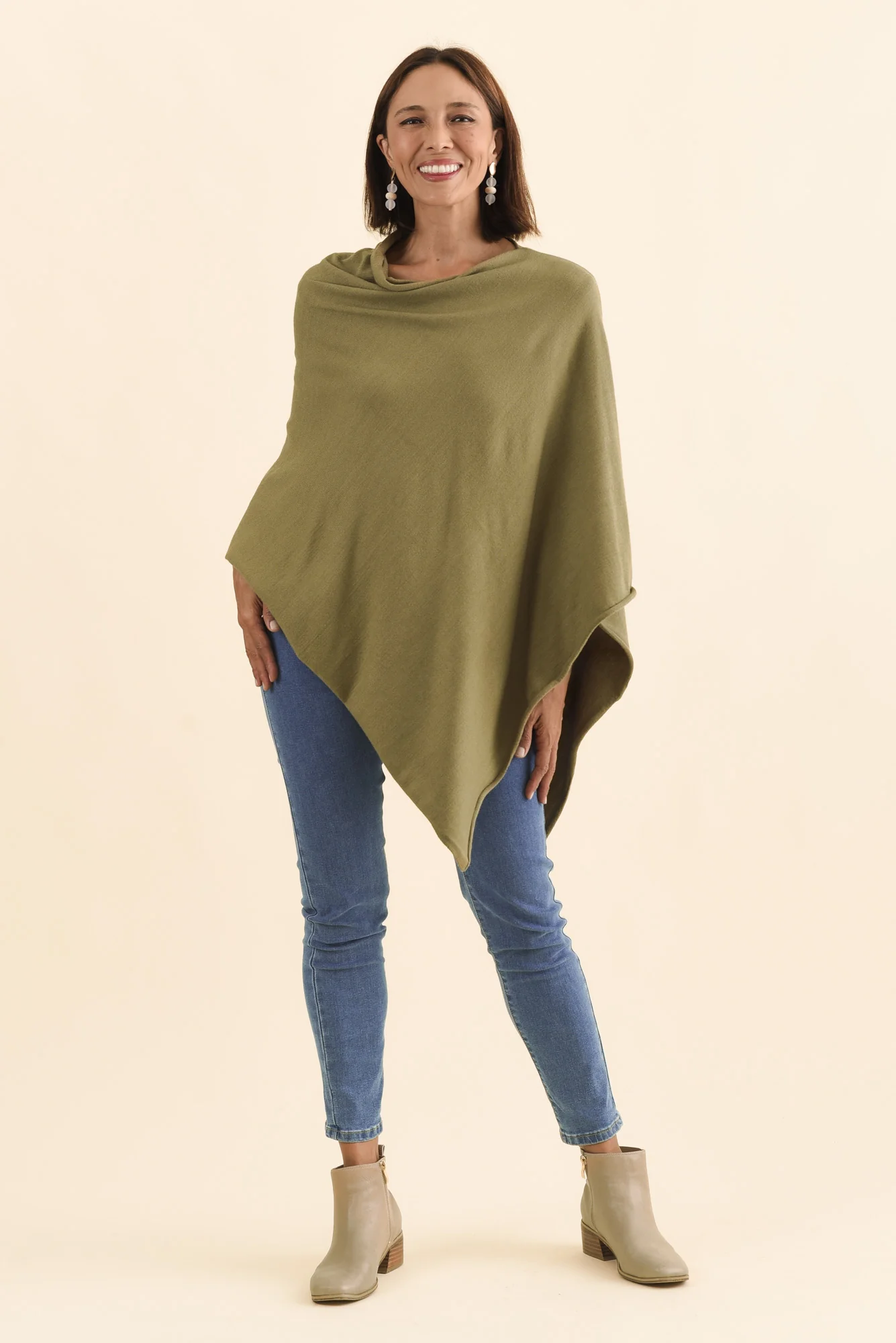 Amy Green Wool Blend Poncho - Image 2