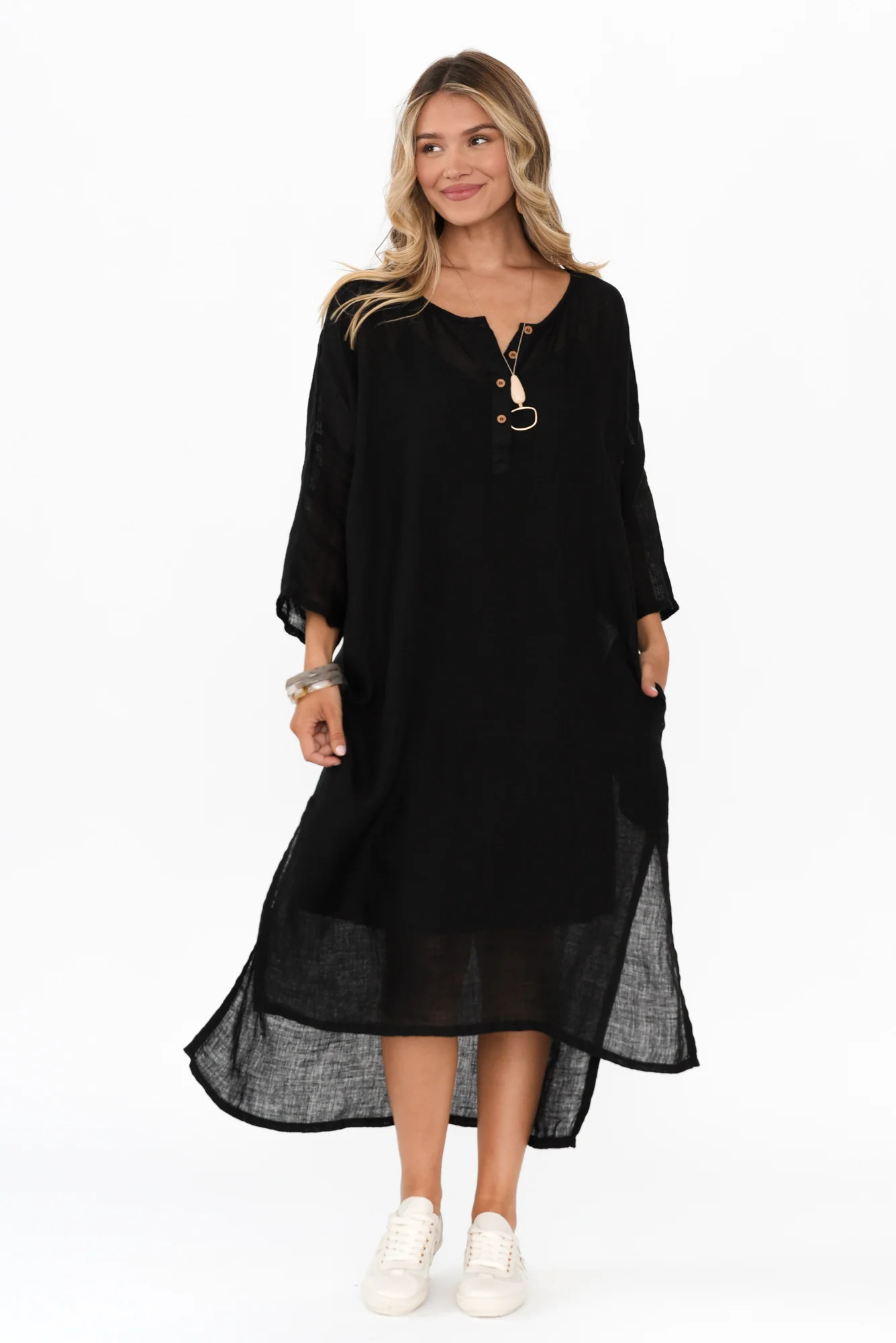 Analia Black Linen Kaftan