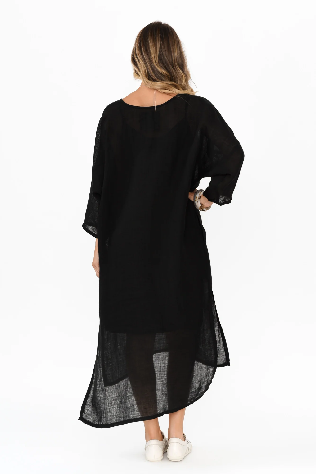Analia Black Linen Kaftan - Image 5