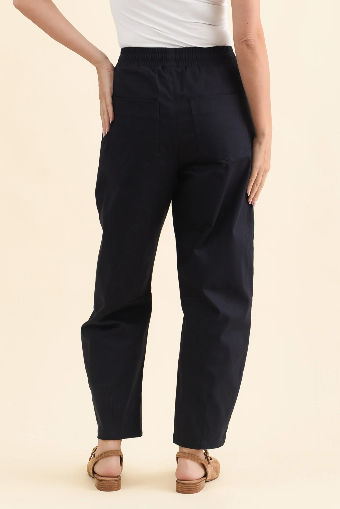 Andy Navy Cotton Barrel Pants - Image 5