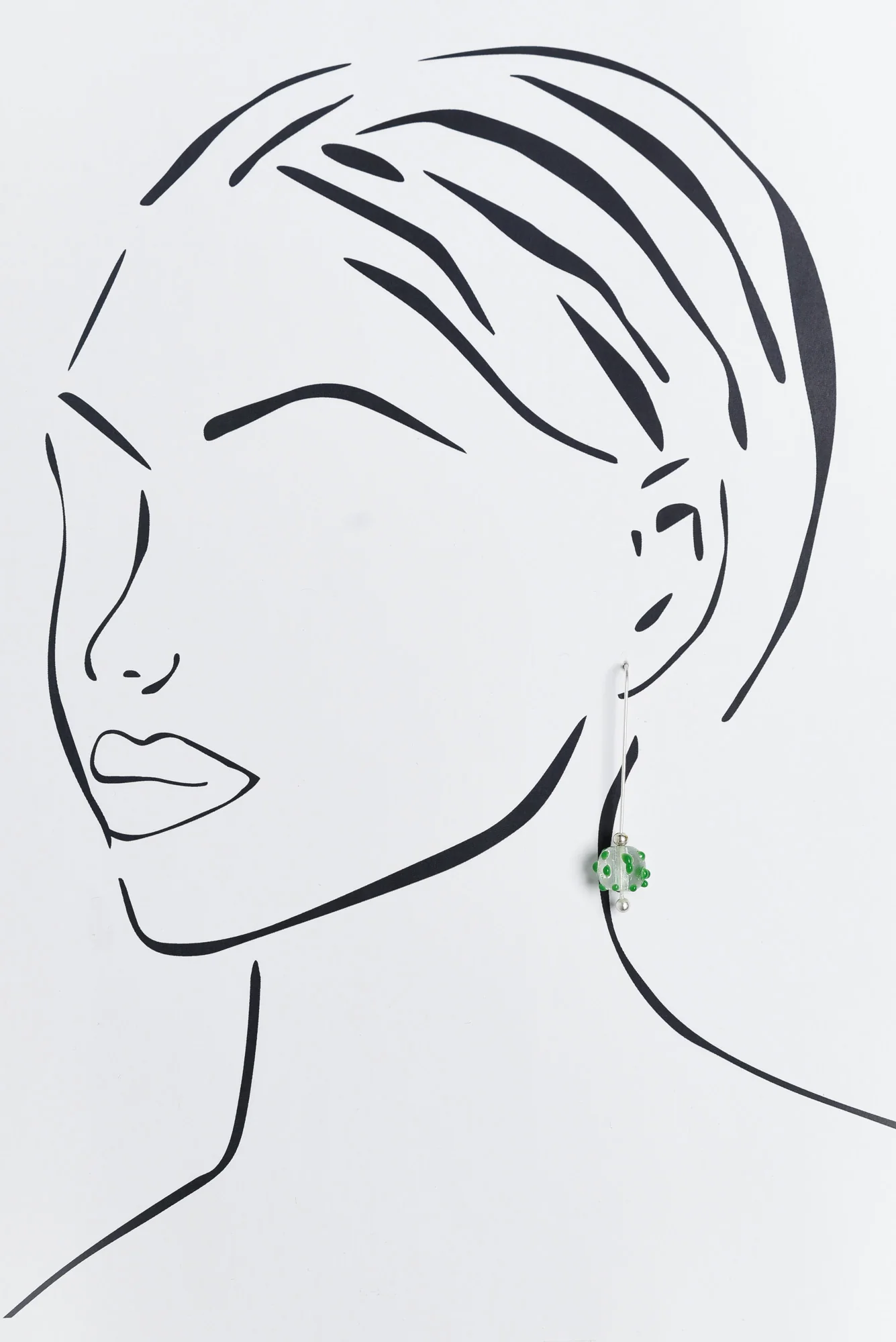 Anka Green Dot Glass Hook Earrings - Image 2