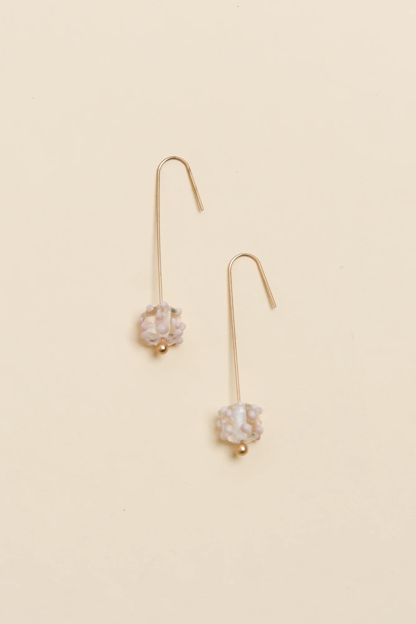 Anka Pink Dot Glass Hook Earrings