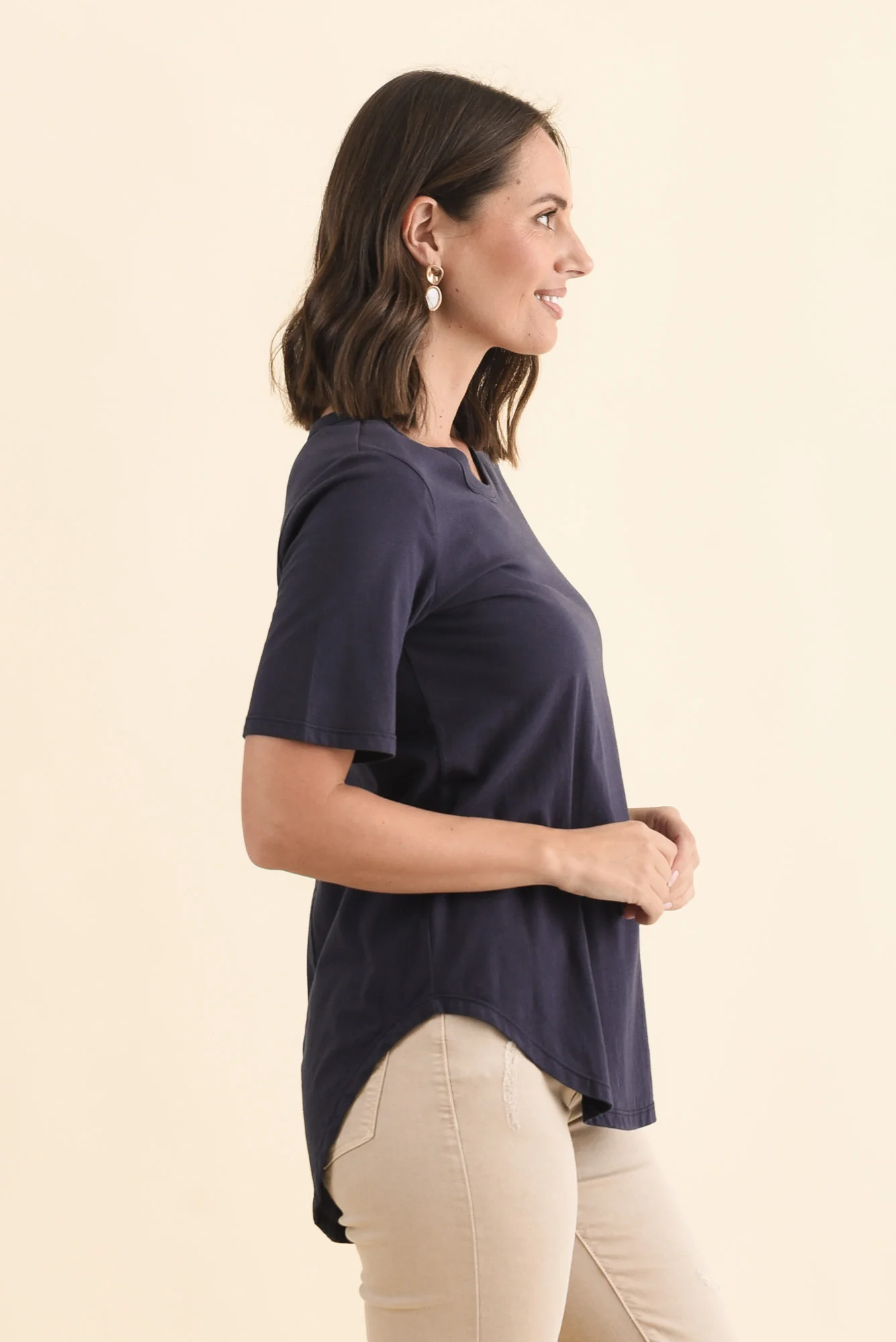 Ariana Navy Cotton Tee - Image 4
