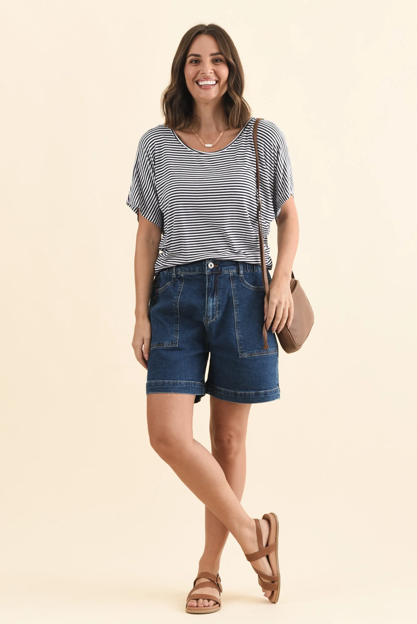 Atlas Dark Blue Denim Stretch Shorts - Image 2