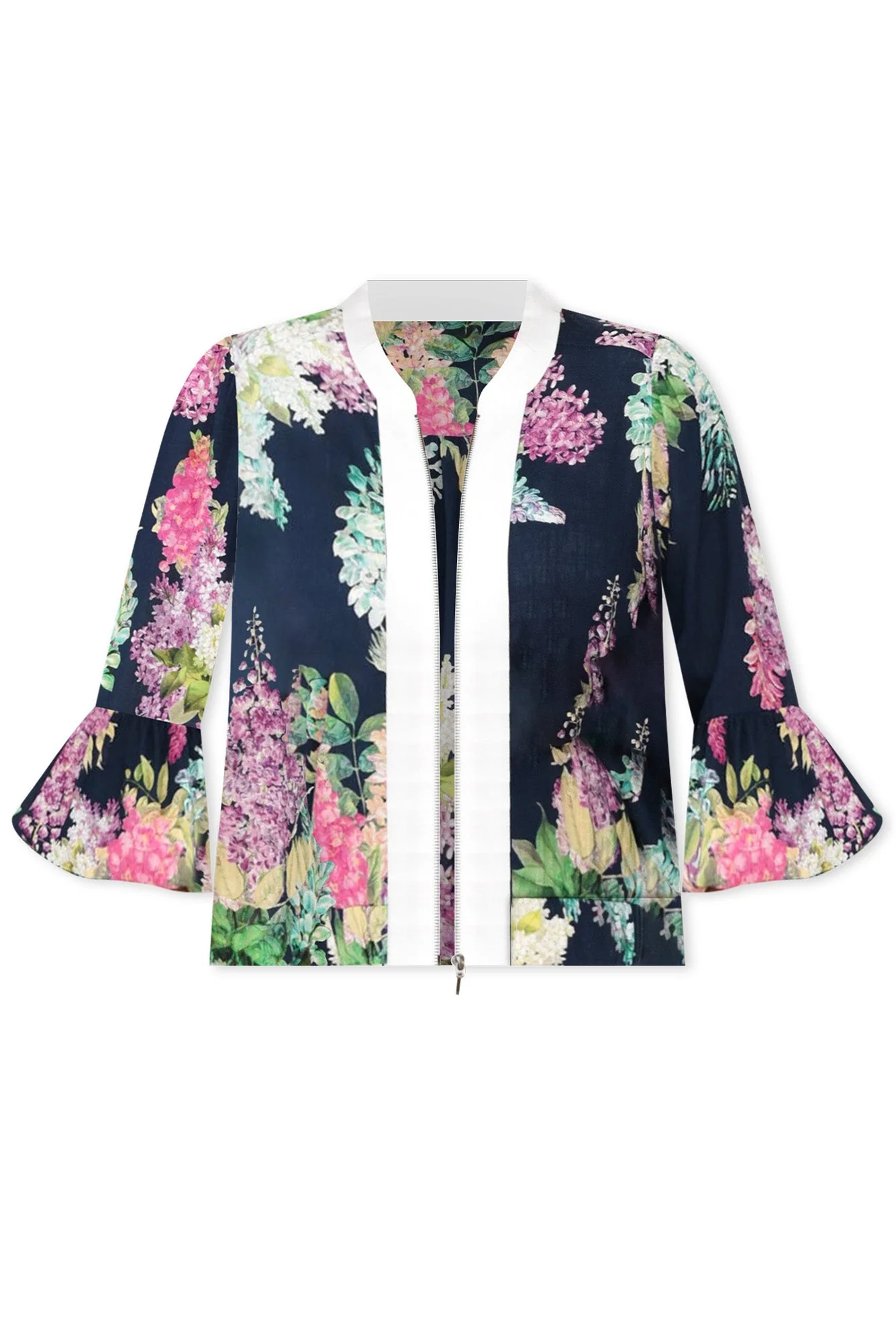 Augustine Navy Wisteria Linen Blend Jacket - Image 2