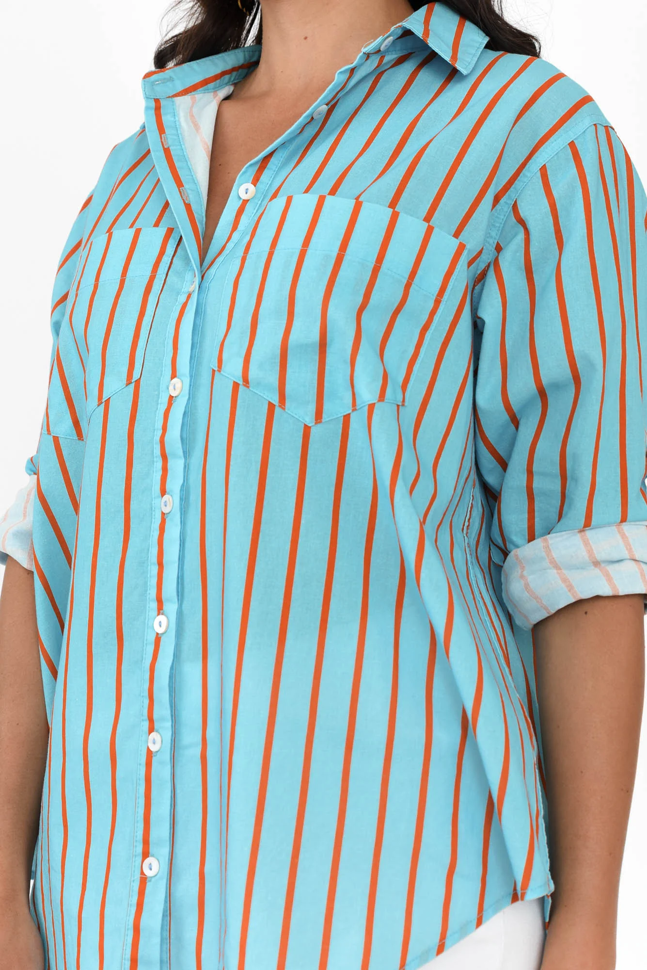 Austen Blue Stripe Cotton Shirt - Image 5