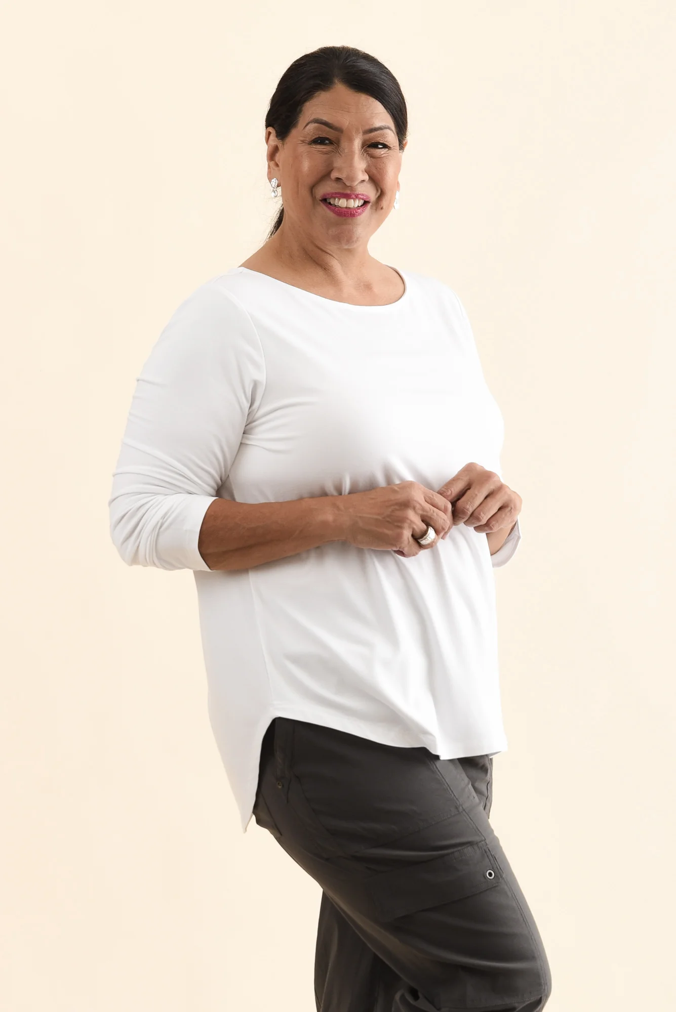 Adele White Long Sleeve Bamboo Tee - Image 10