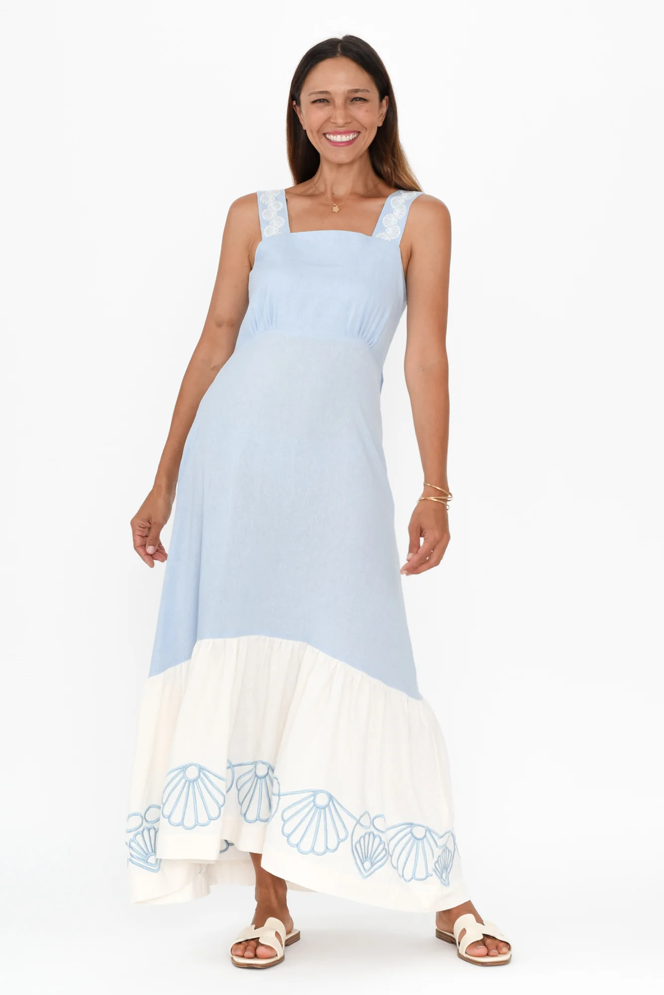 Bateau Blue Seashell Linen Dress - Image 6