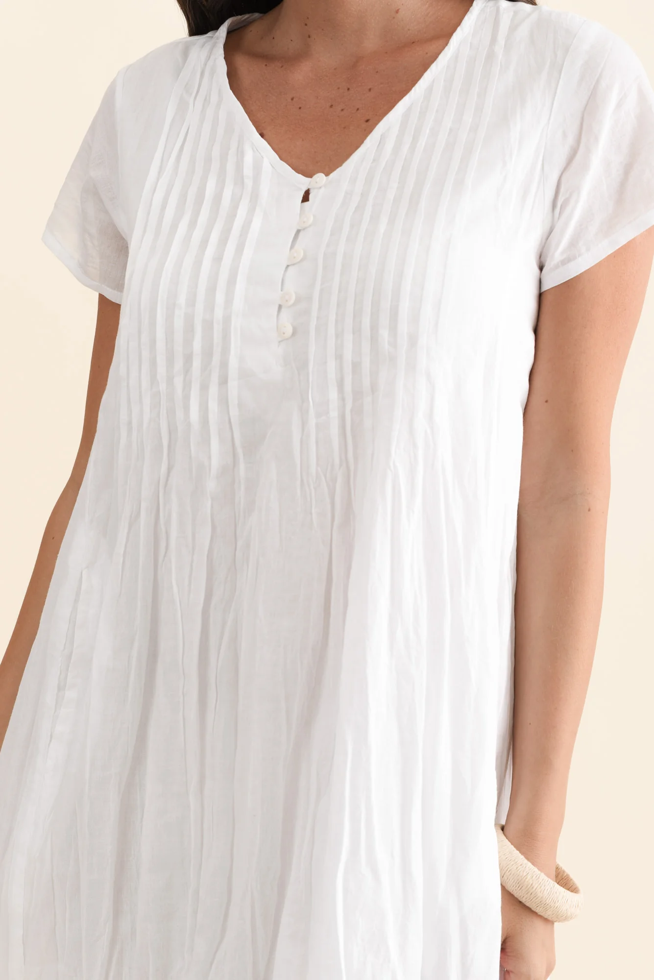 Sabina White Crinkle Cotton Dress - Image 6