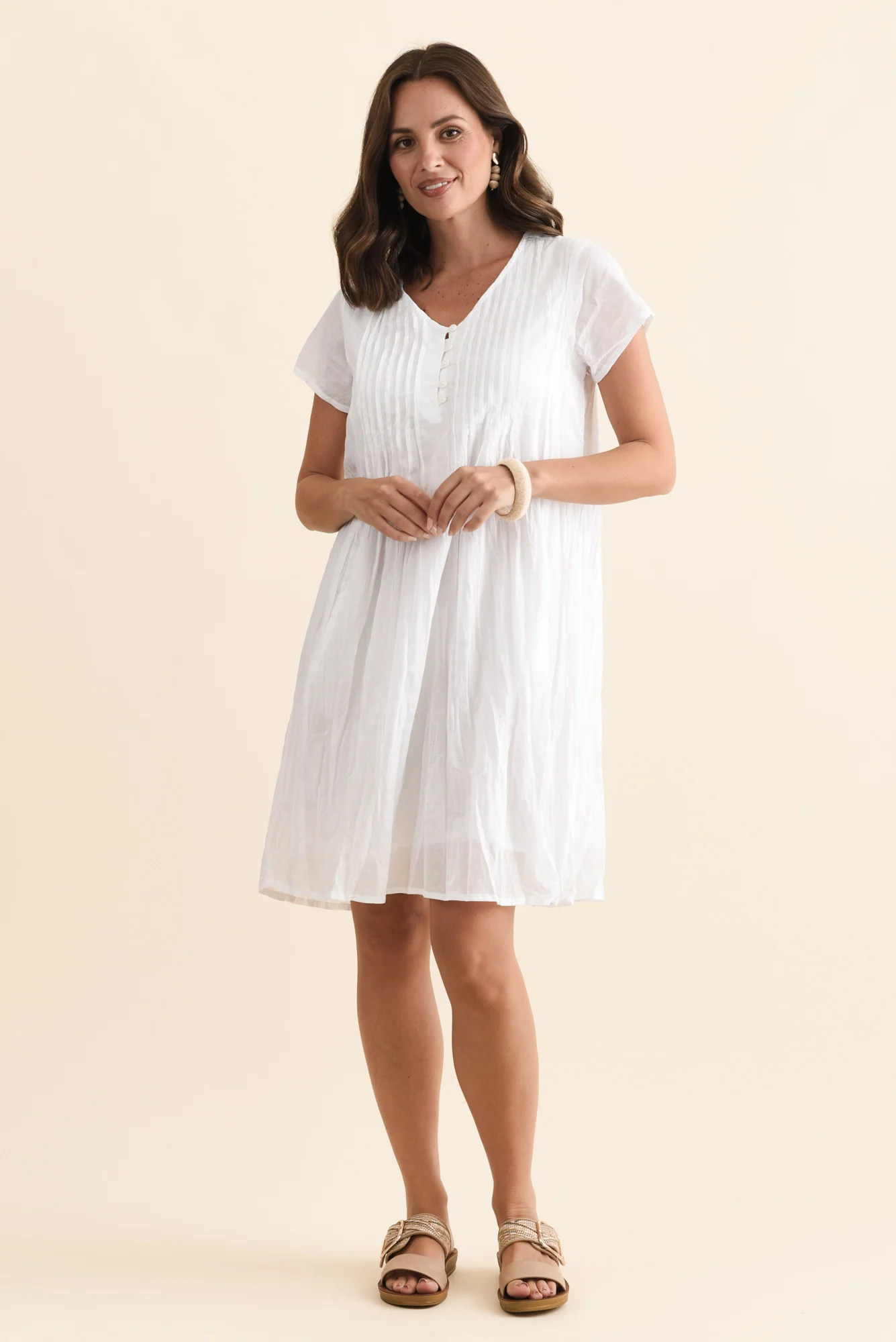 Sabina White Crinkle Cotton Dress - Image 7