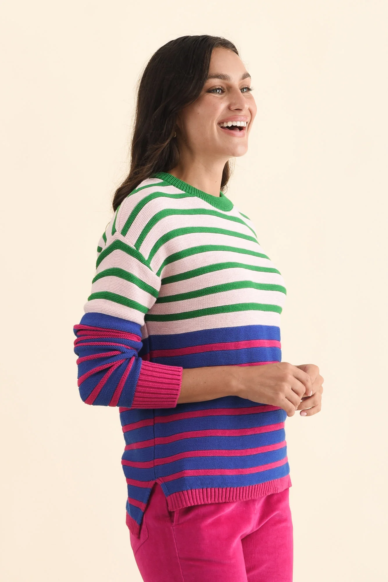 Bonaire Blue Stripe Organic Cotton Knit Jumper - Image 4
