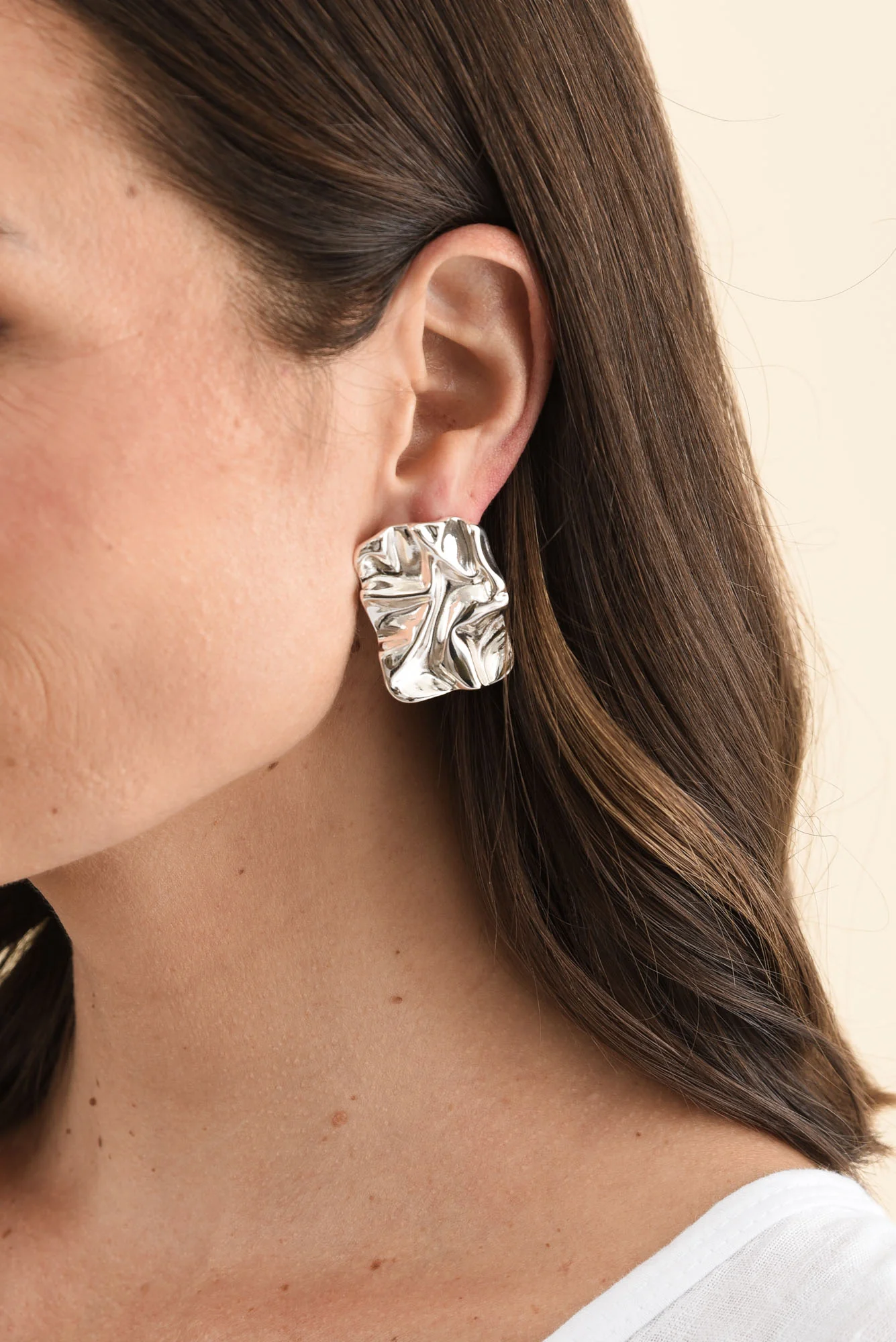 Bray Silver Square Earrings - Image 2