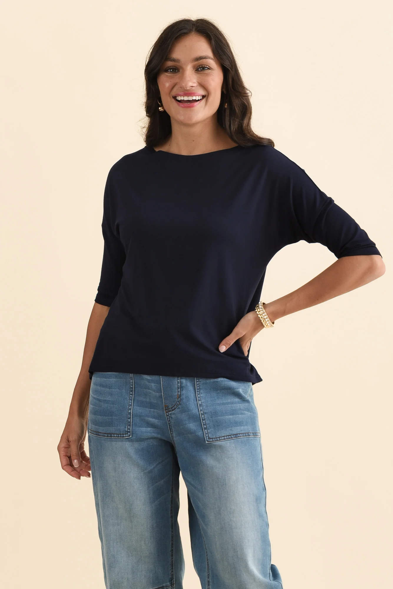 Camila Navy Bamboo Top - Image 3