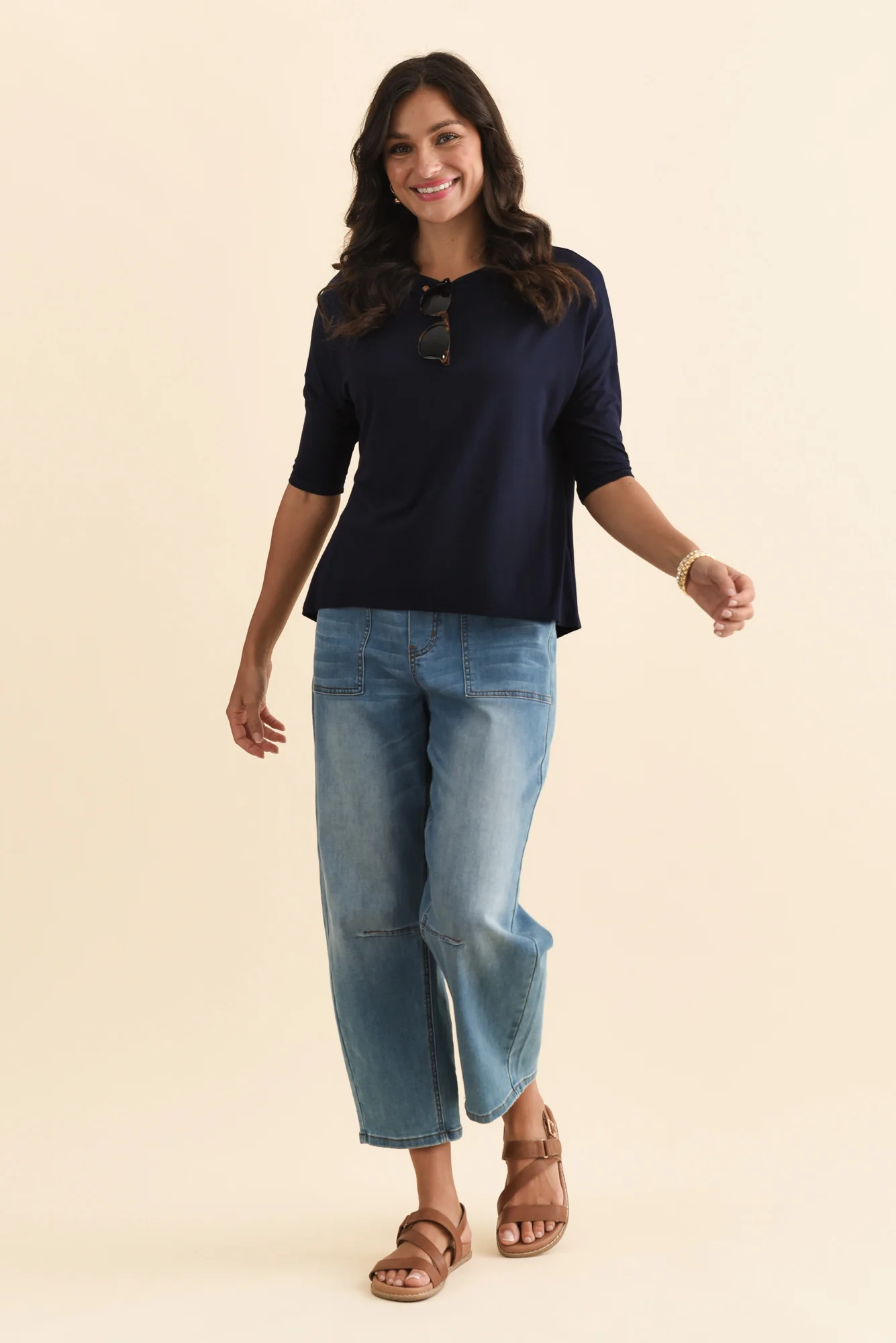 Camila Navy Bamboo Top - Image 4