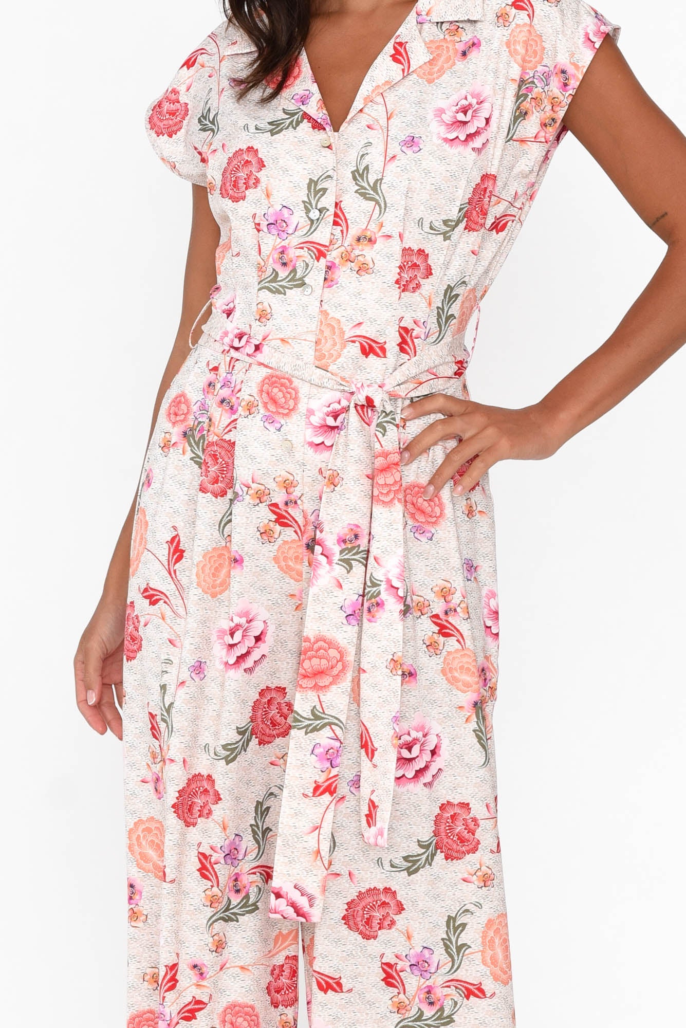 Chiara Pink Bloom Satin Wide Leg Jumpsuit - Image 3