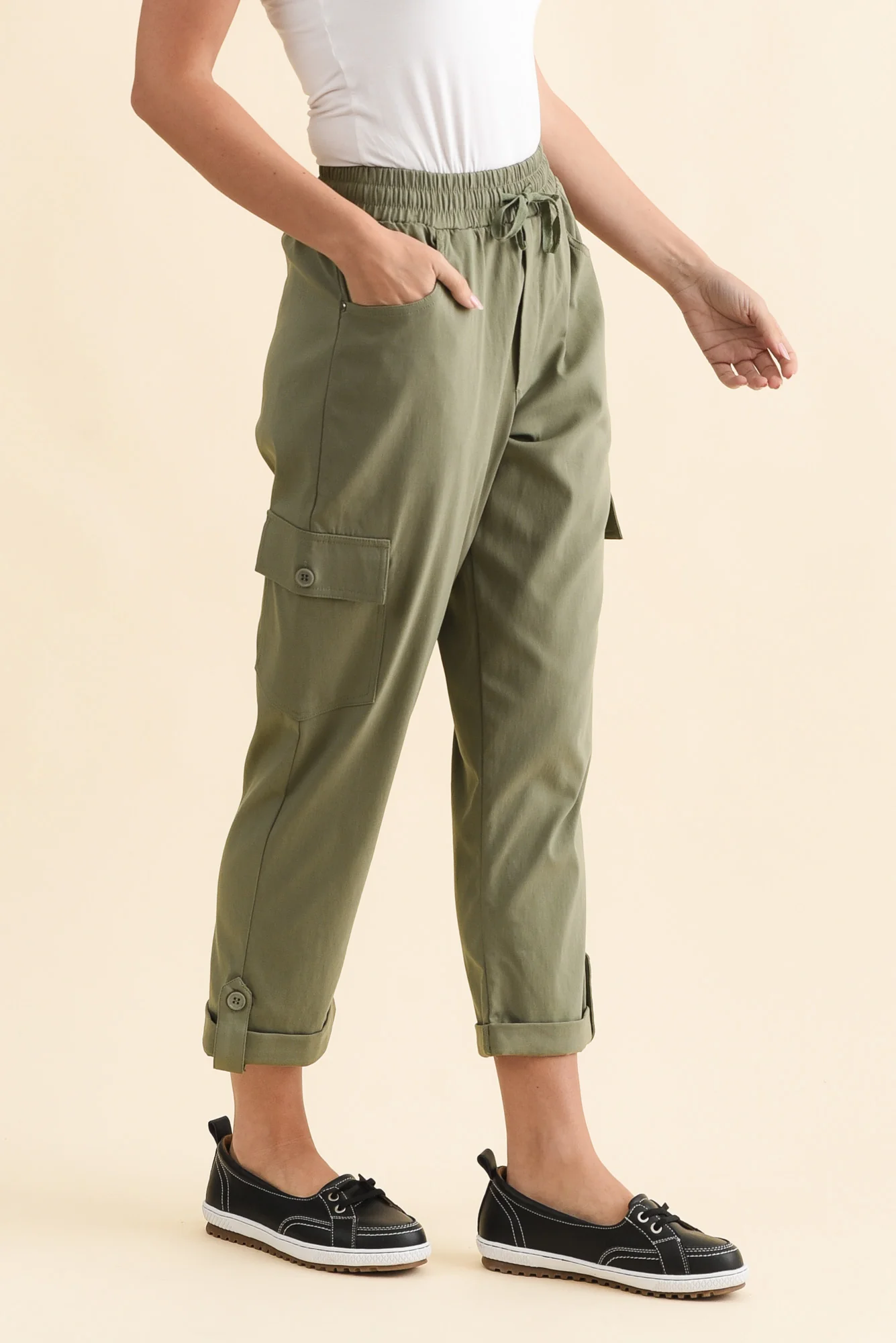 Cindy Sage Denim Cargo Pants - Image 5