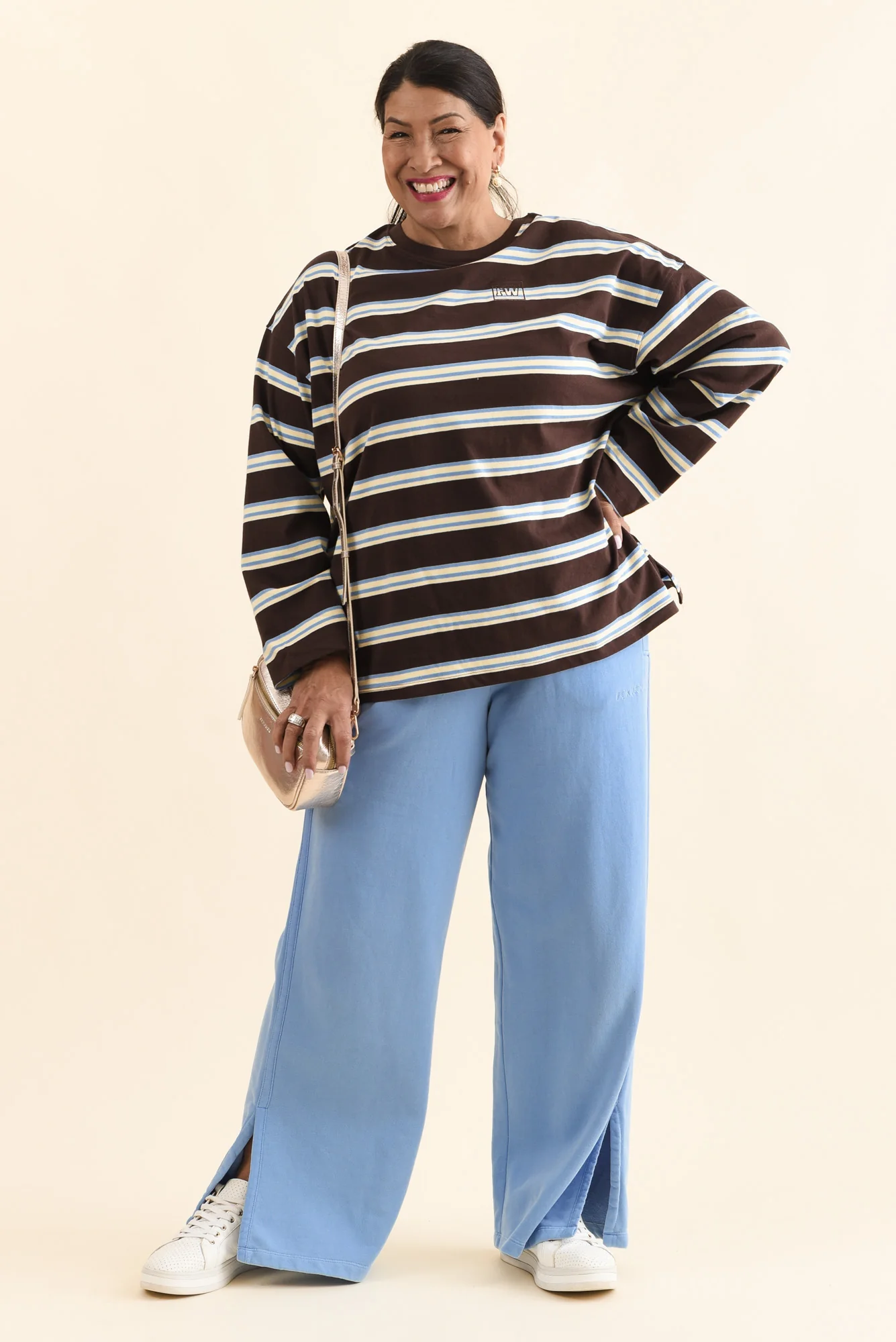 Classic Blue Cotton Split Sweatpants - Image 2