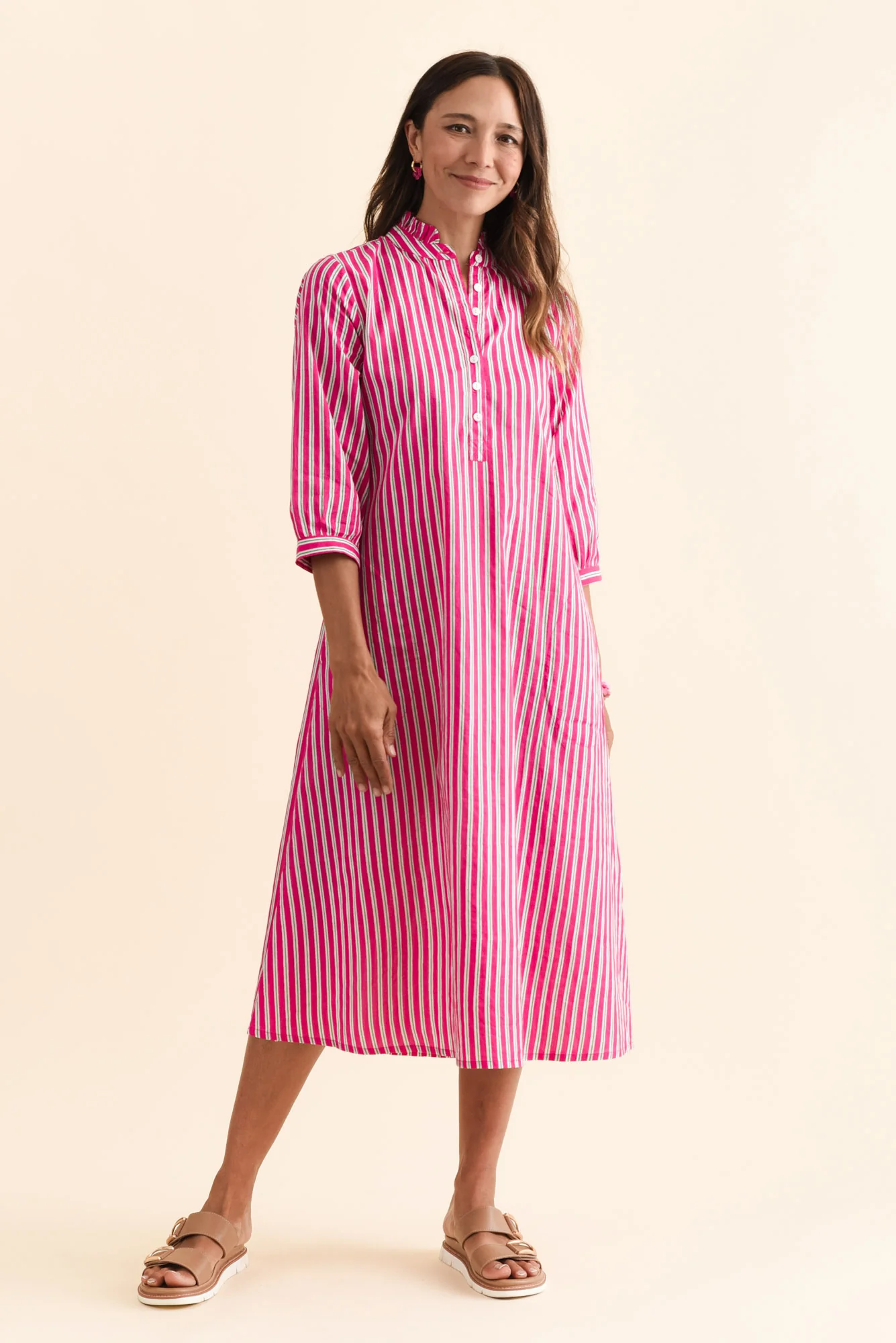 Clive Pink Stripe Cotton Dress