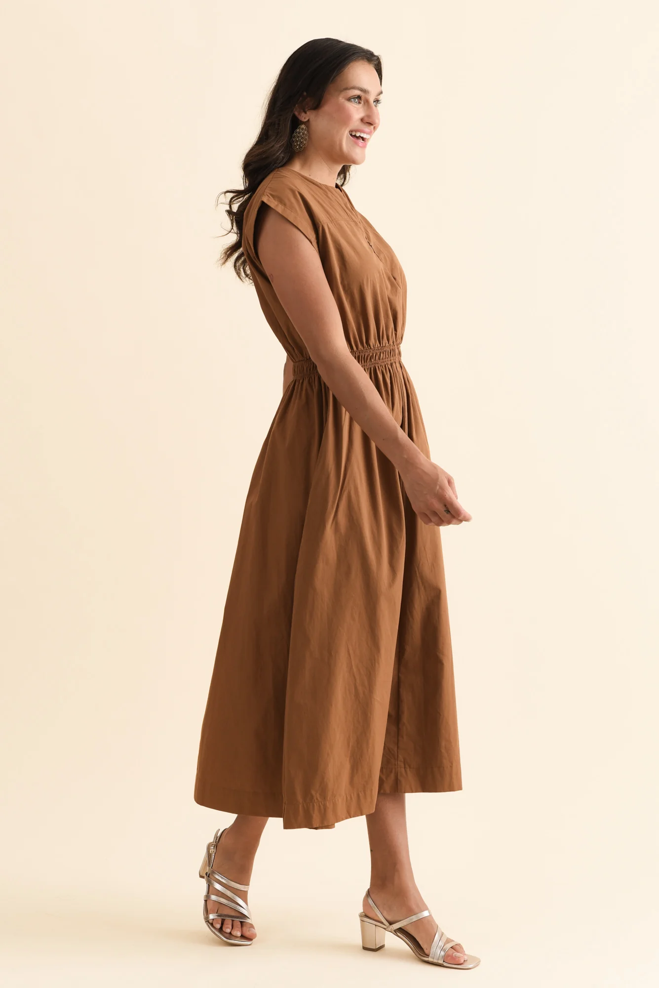 Cooper Mocha Cotton Pocket Dress - Image 3