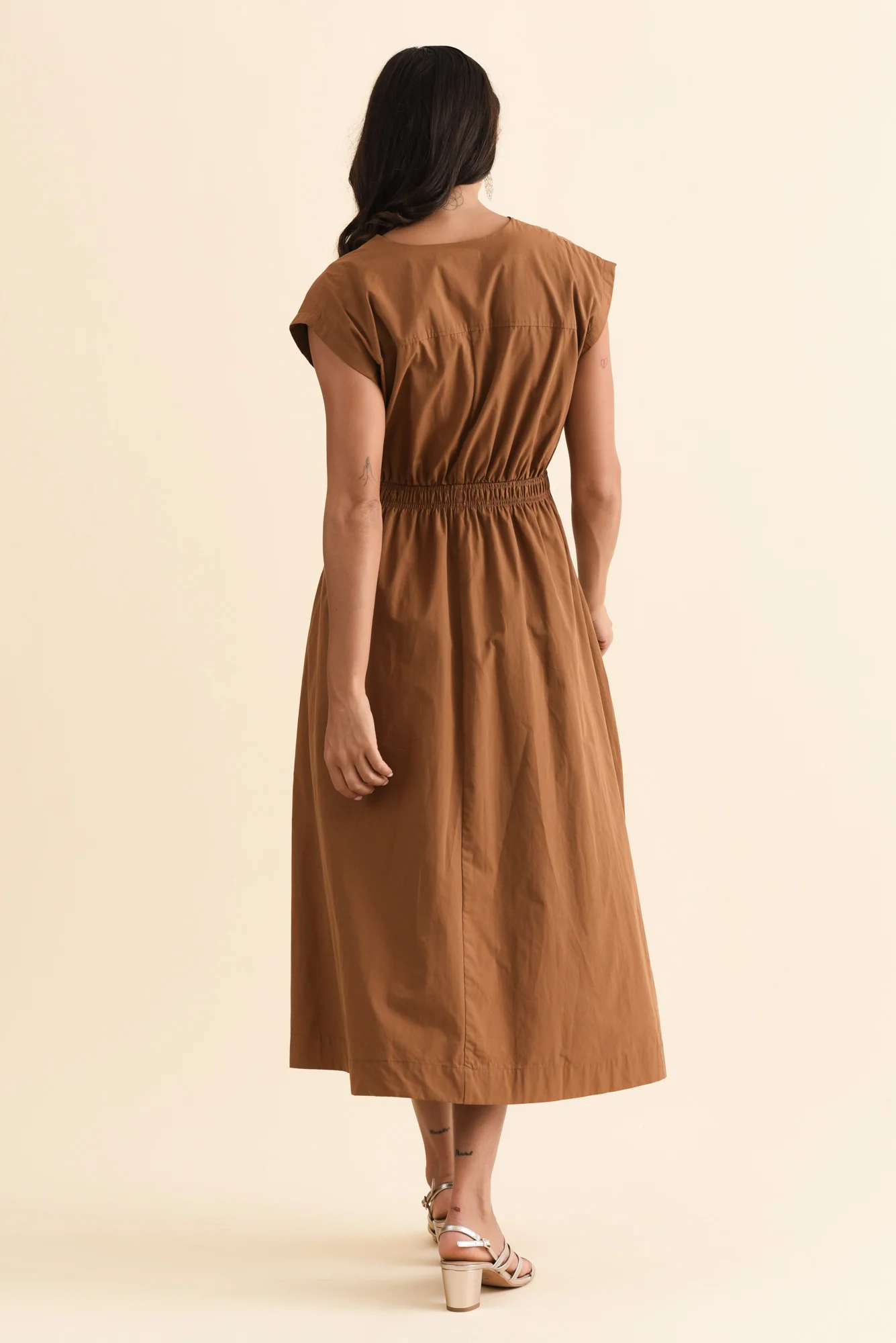 Cooper Mocha Cotton Pocket Dress - Image 4