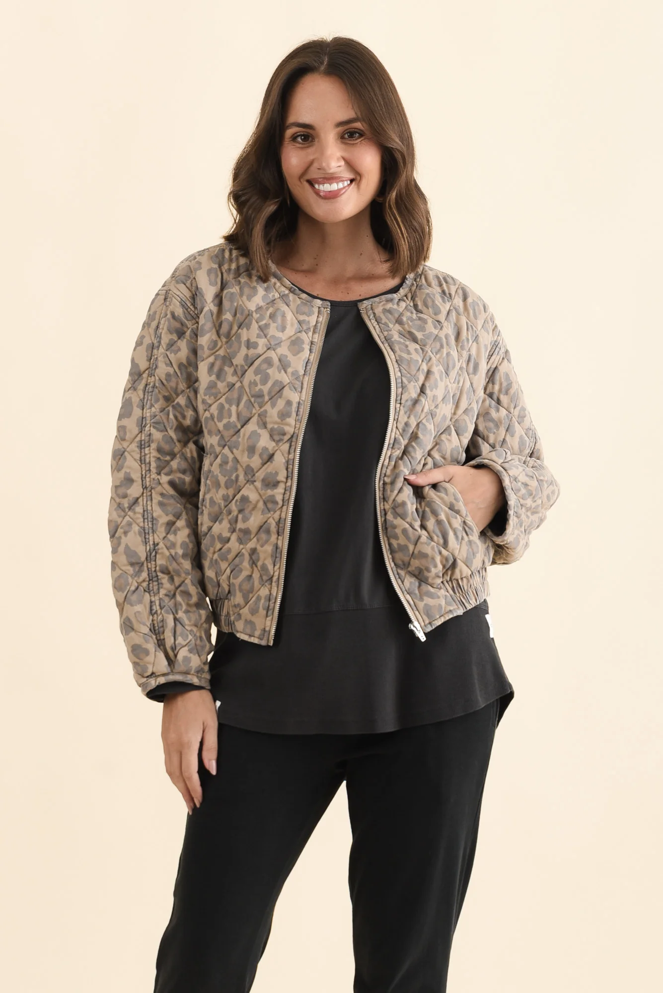 Courtney Tan Leopard Bomber Jacket - Image 2