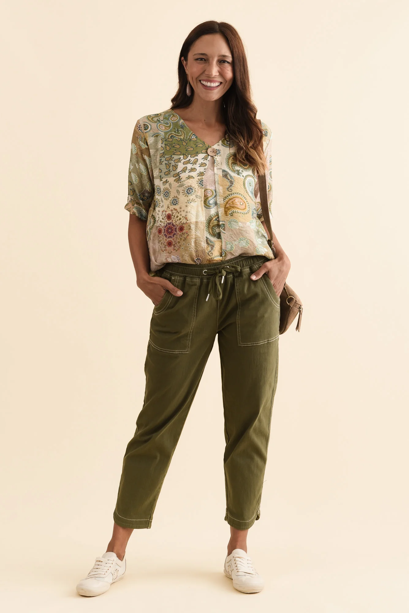 Eliana Olive Cotton Stretch Jeans - Image 3