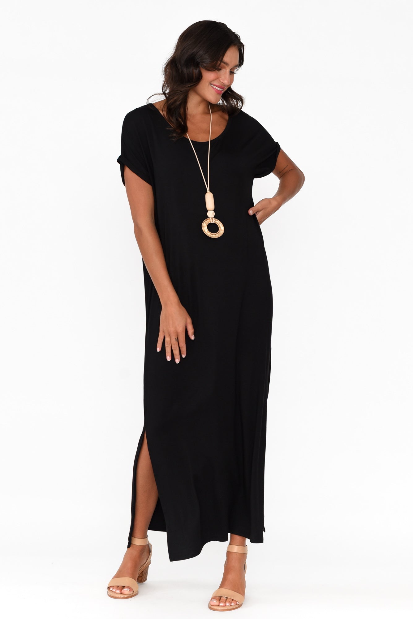 Elsie Black Bamboo Dress - Image 4
