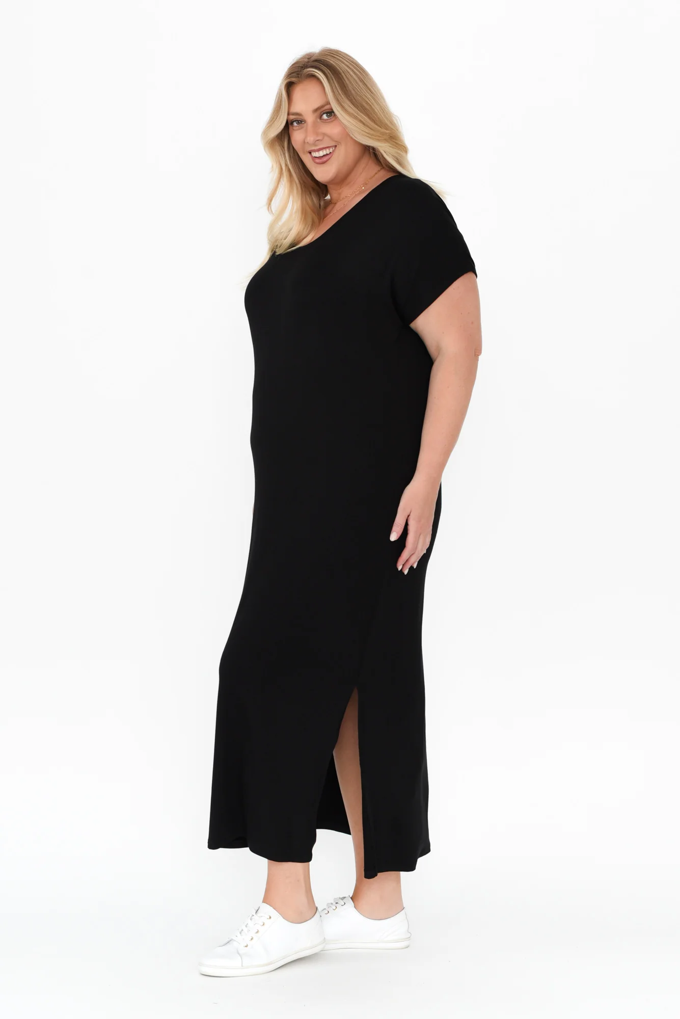 Elsie Black Bamboo Dress - Image 9