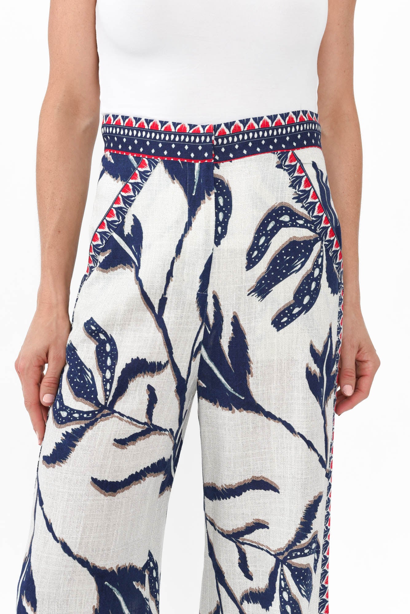 Eudora Palm Shadow Linen Blend Pants - Image 6