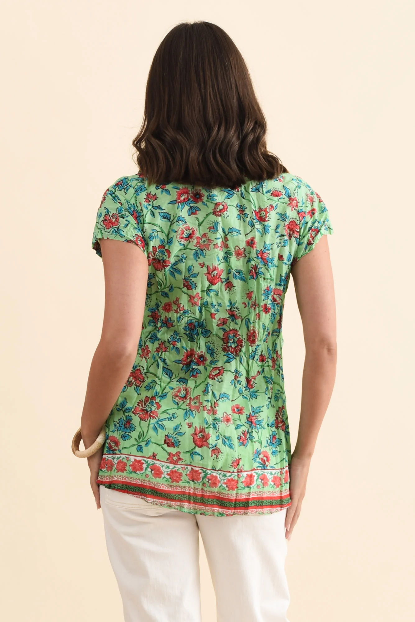 Fia Mint Garden Crinkle Cotton Top - Image 5