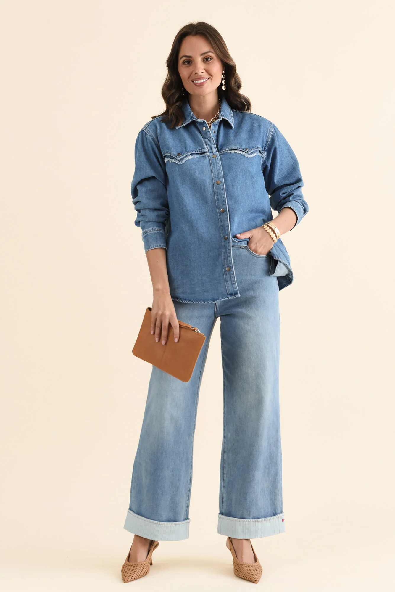 Flynn Blue Denim Button Shirt - Image 2