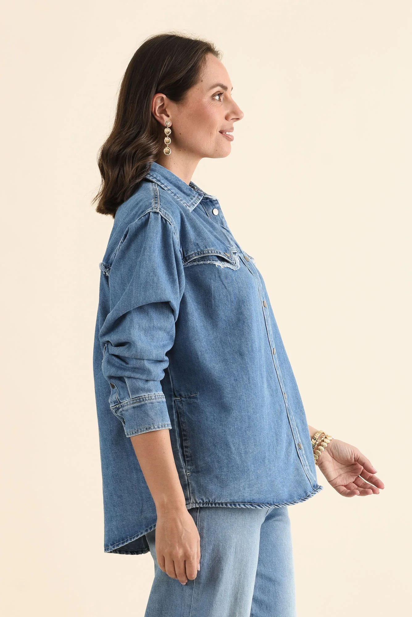 Flynn Blue Denim Button Shirt - Image 3