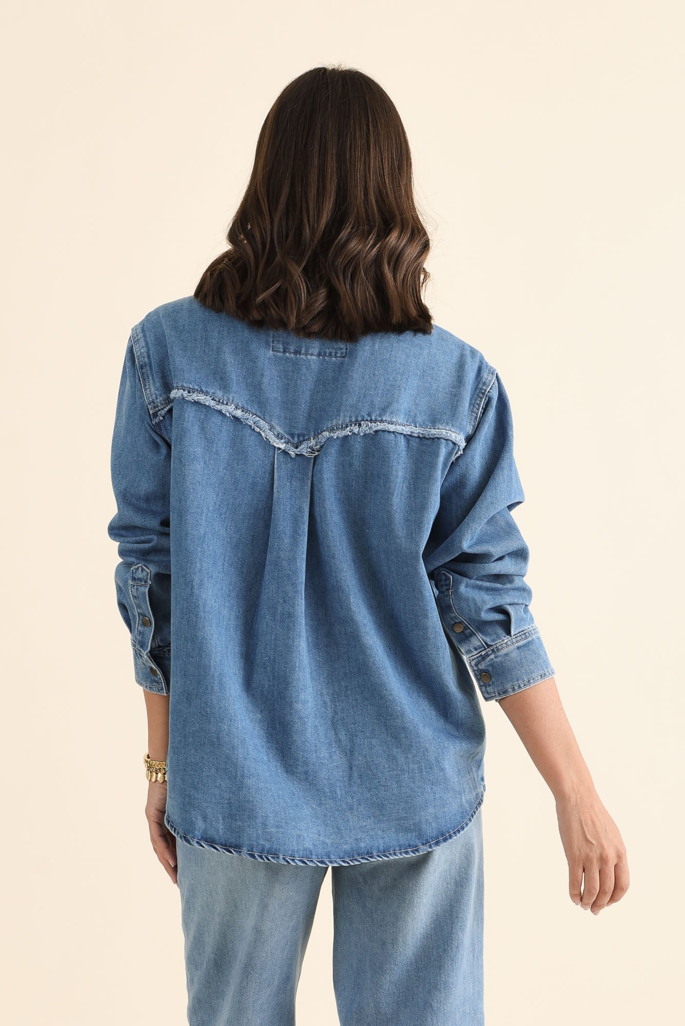 Flynn Blue Denim Button Shirt - Image 4