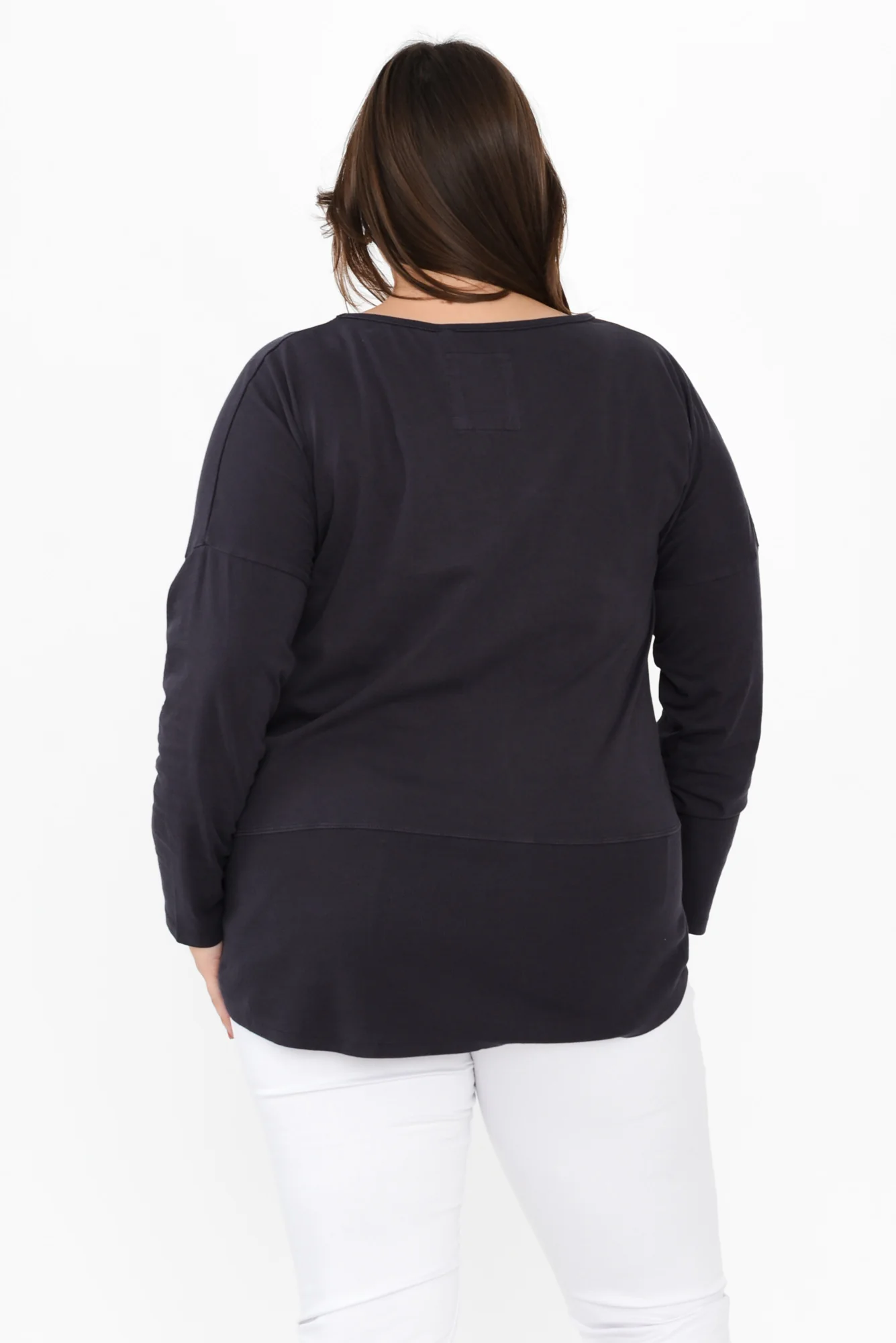 Fundamental Navy Cotton Rib Sleeved Top - Image 11