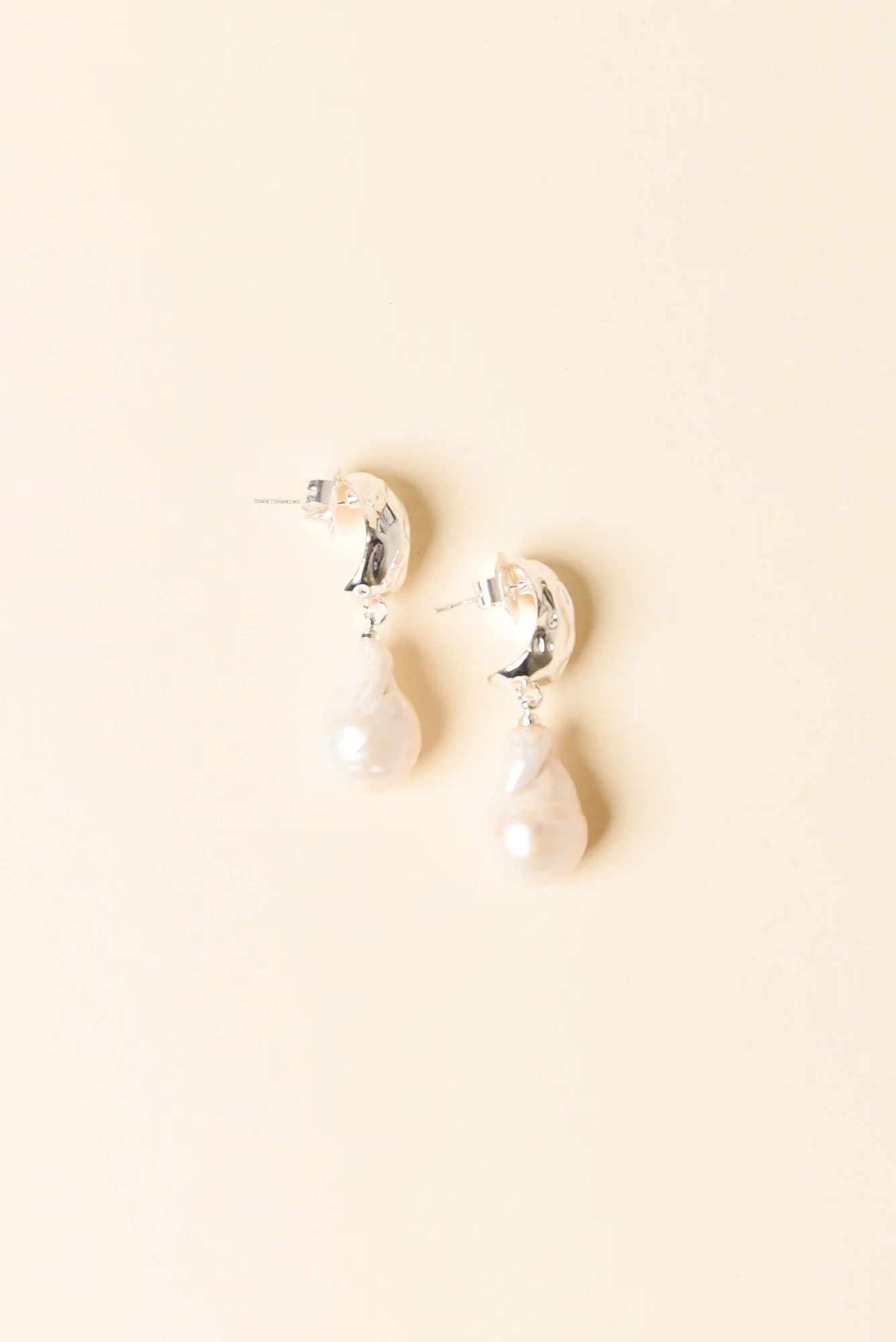 Gable Silver Pearl Pendant Earrings
