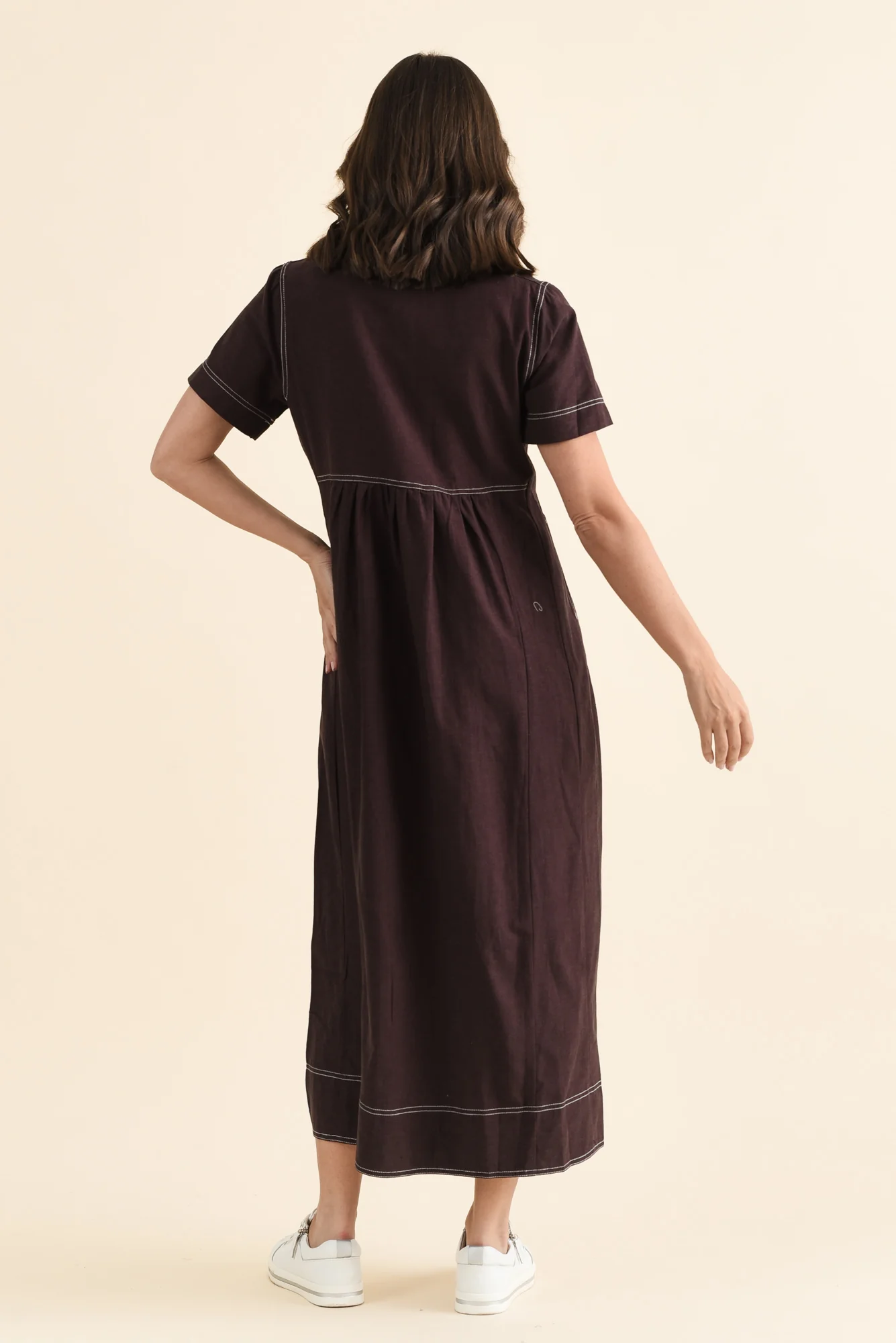 Gertrude Chocolate Contrast Pocket Dress - Image 4