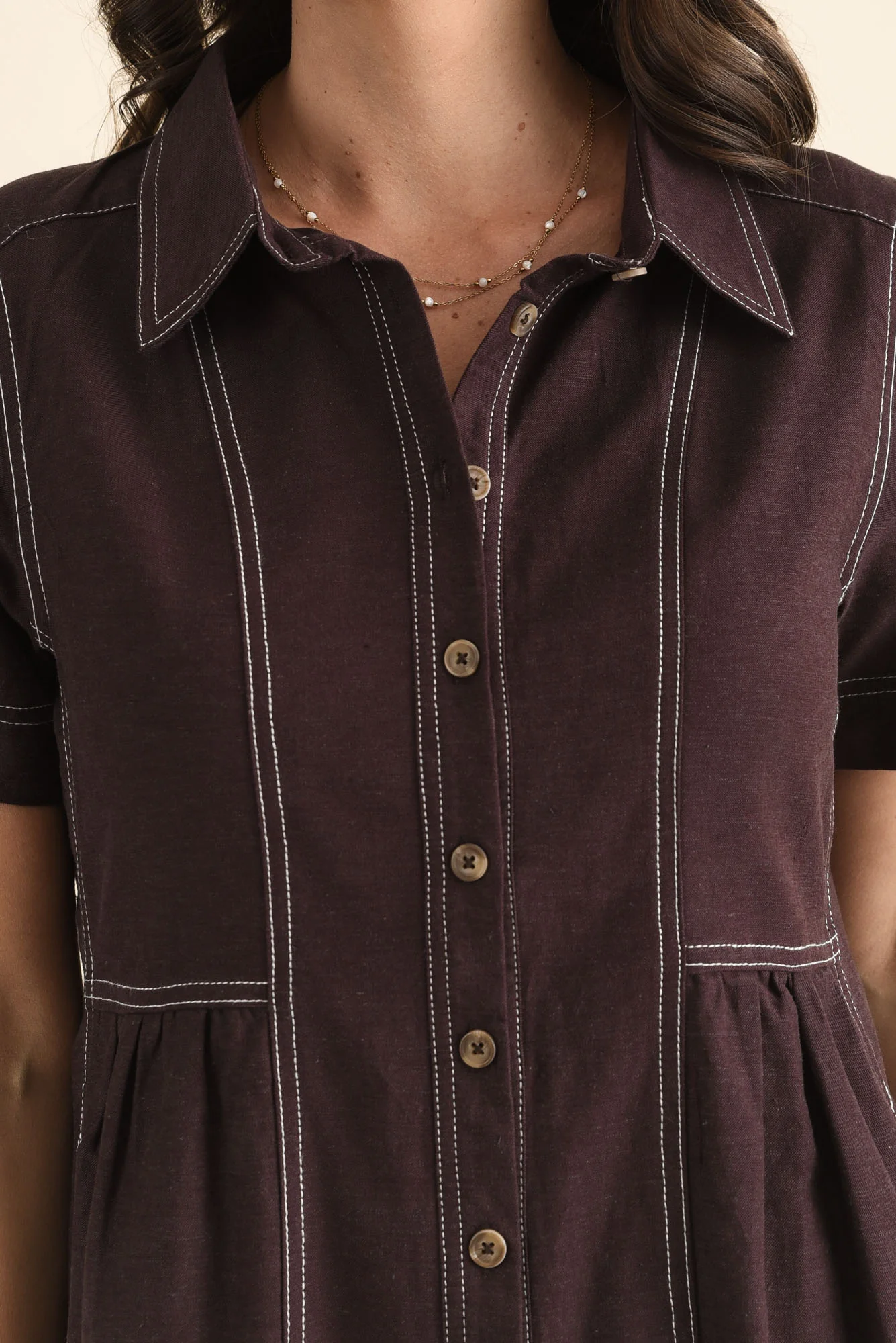 Gertrude Chocolate Contrast Pocket Dress - Image 5