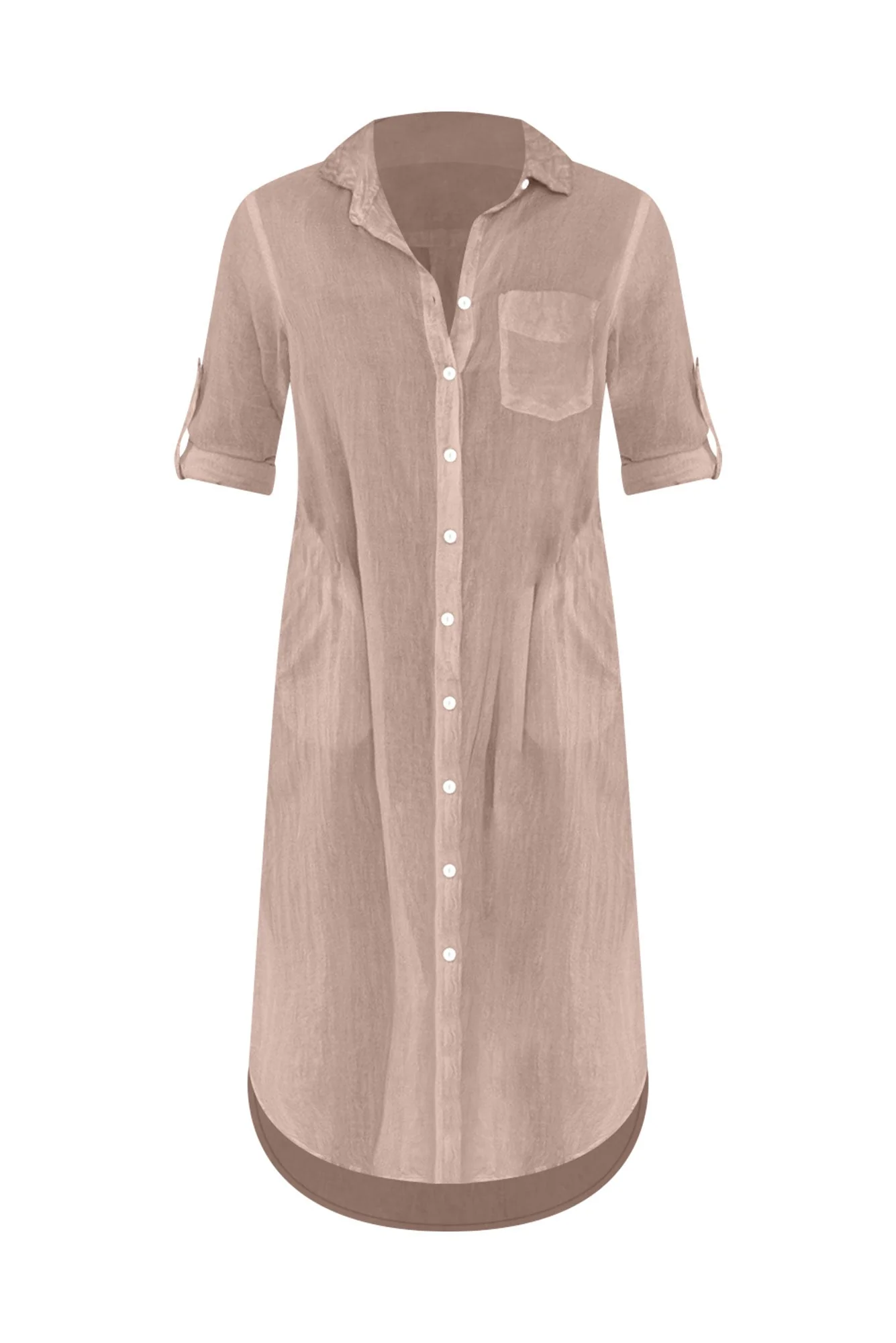 Hailey Taupe Cotton Button Kaftan - Image 2