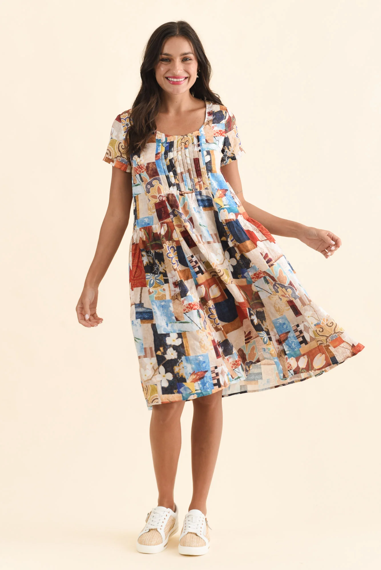 Hanoi Orange Botanical Cotton Blend Dress - Image 6
