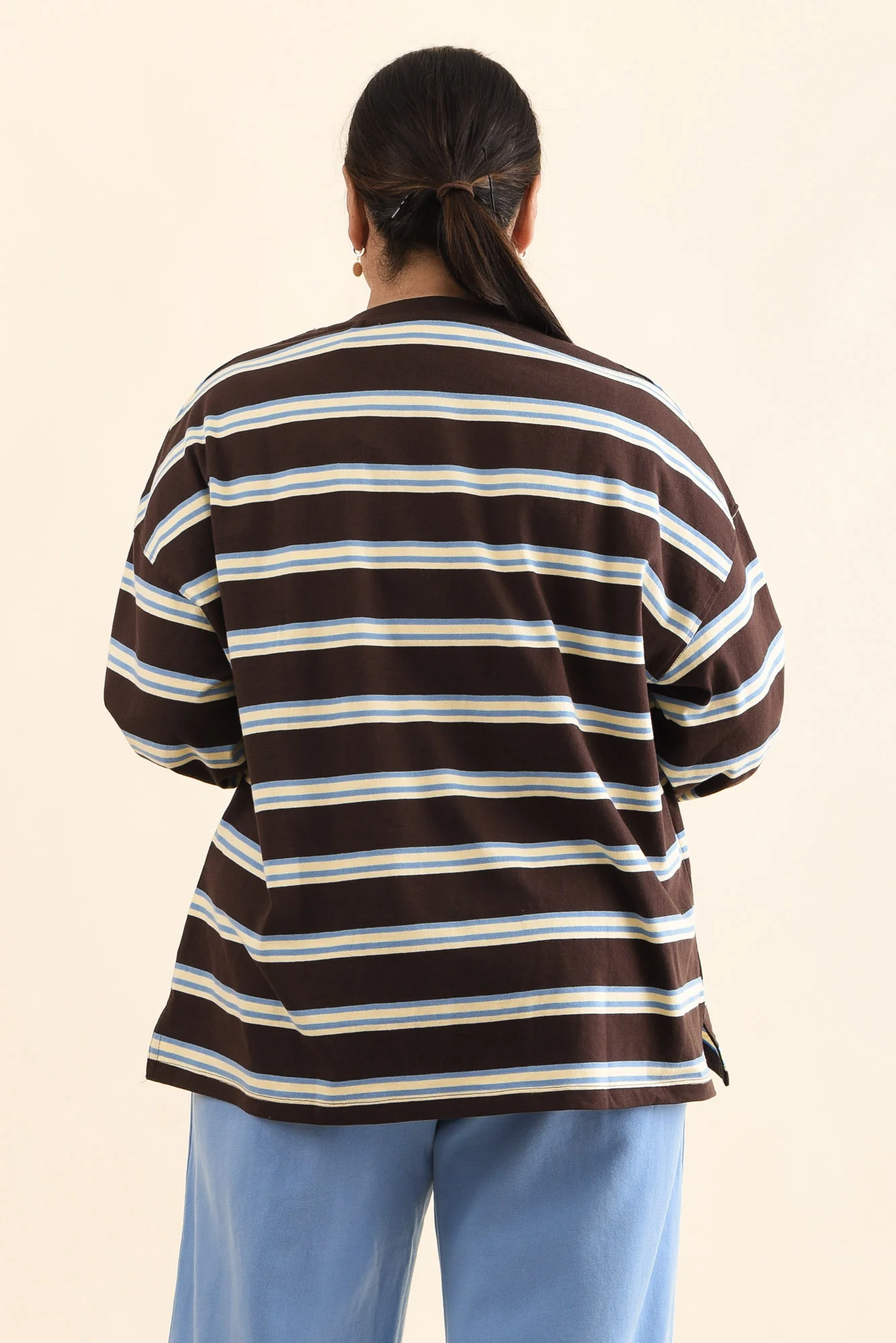 Harper Chocolate Stripe Long Sleeve Tee - Image 4