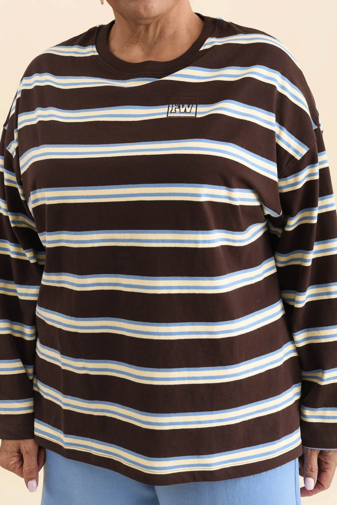 Harper Chocolate Stripe Long Sleeve Tee - Image 5