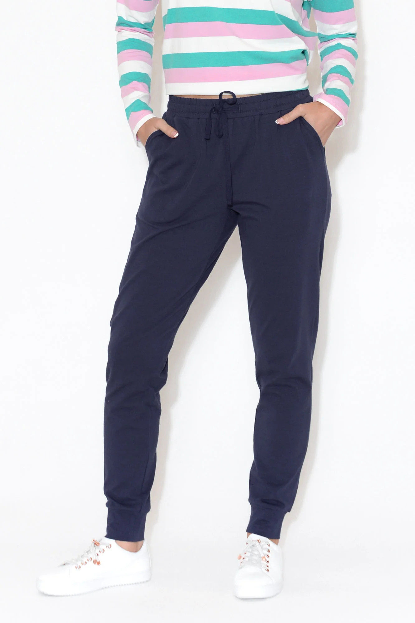 Heidi Navy Cuffed Jogger Pants