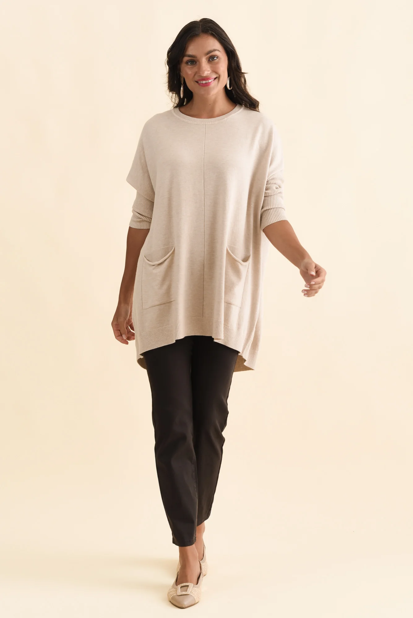 Helsinki Beige Knit Pocket Jumper - Image 7