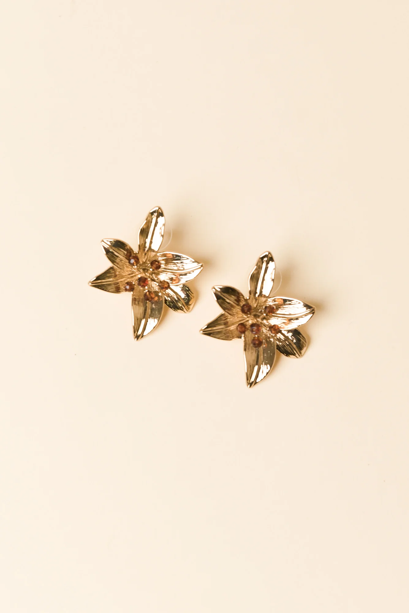 Iris Gold Flower Earrings