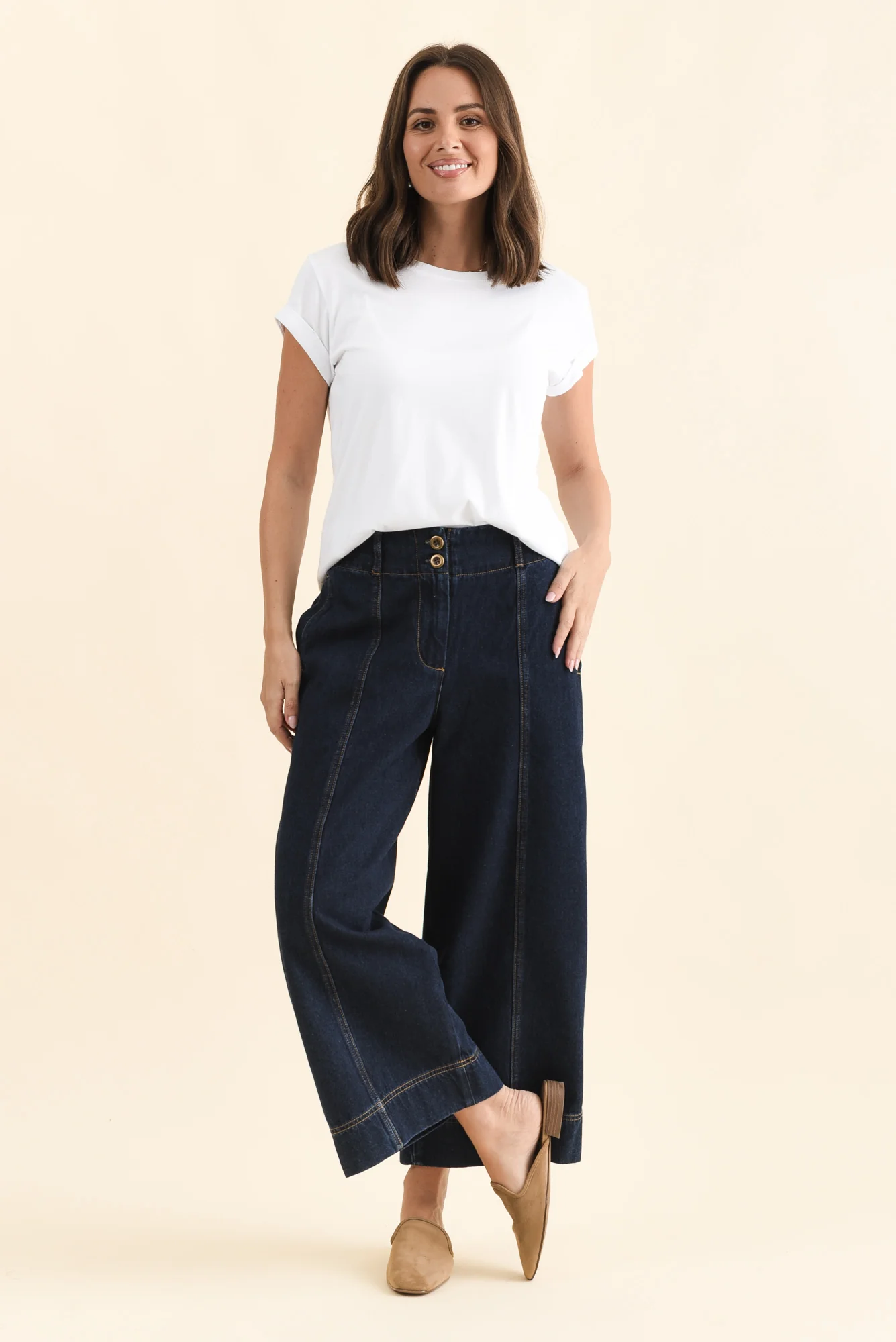 Jocelyn Dark Blue Wide Leg Jeans - Image 2