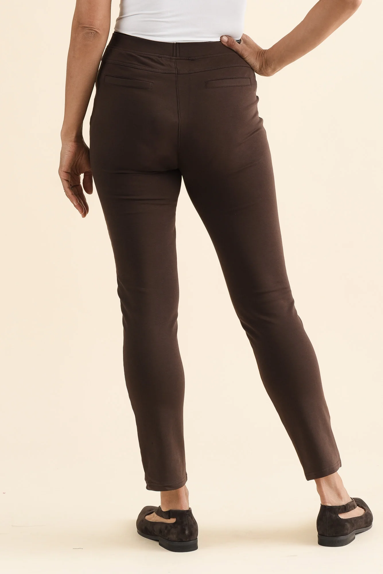 Jove Chocolate Cotton Stretch Pants - Image 4
